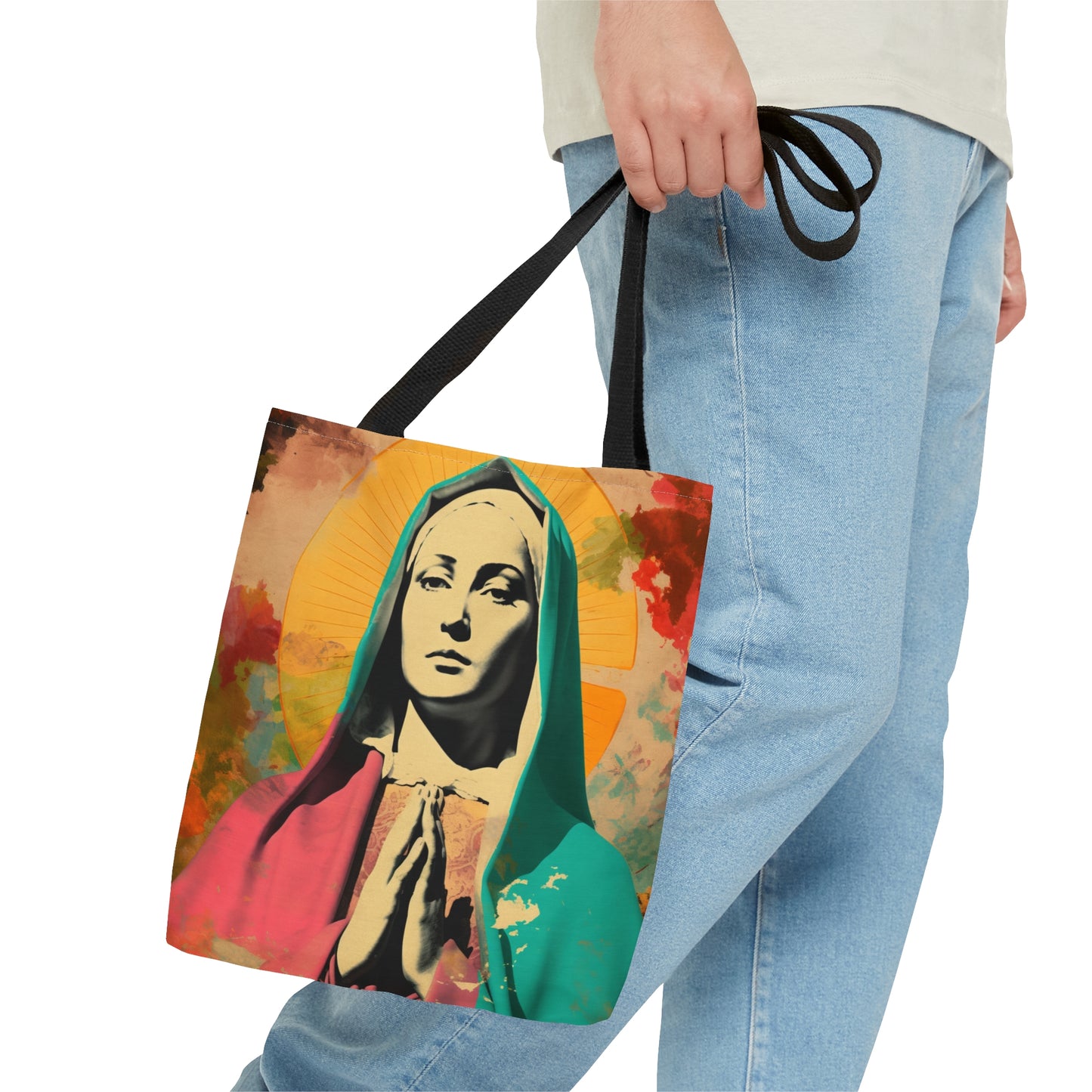 Mary Mother of God Tote Bag - Catholic faith inspired carry-all purse - day to day bag - Mary the Blessed Virgin - Double Sided