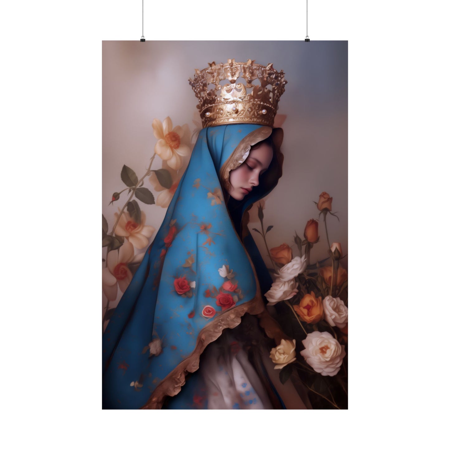 Our Lady of the Roses - Sanctified Souls Print - Multiple Sizes - Premium Matte Vertical Posters - Mother Mary Print