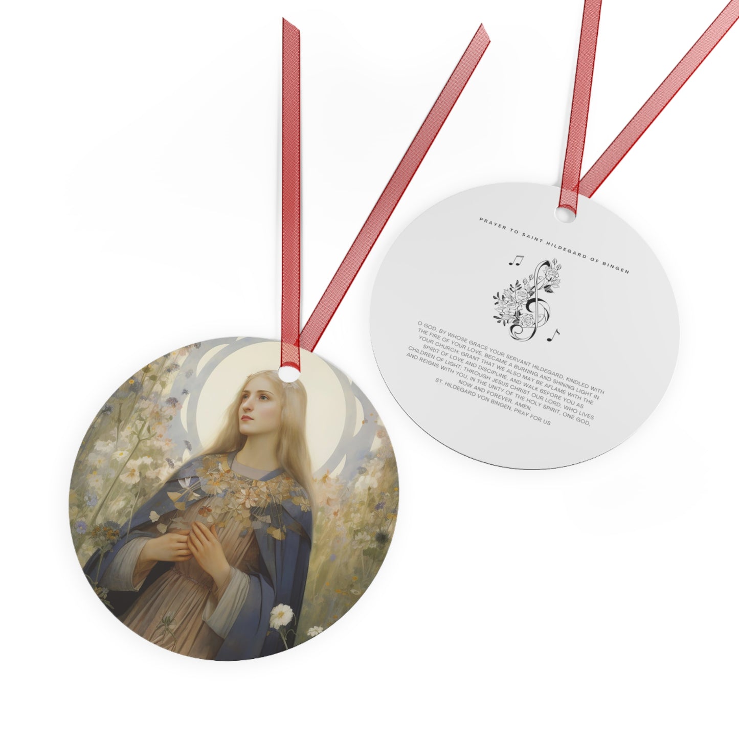 Saint Hildegard of Bingen Metal Ornament - Religious Holiday Christmas Ornament and Keepsake - Double sided Keepsake Religious Ornament