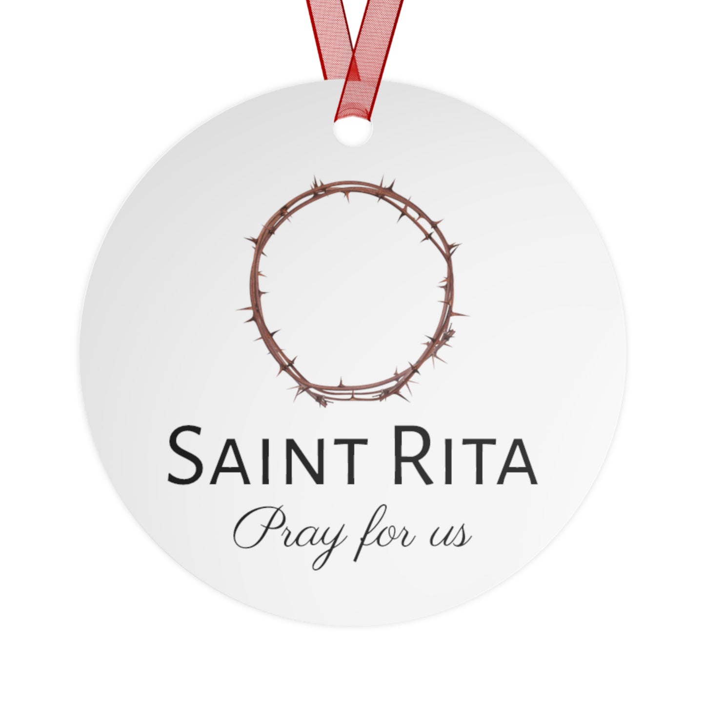 Saint Rita of Cascia Metal Ornament - Religious Holiday Christmas Ornament and Keepsake - Double sided - Prayer Ornament