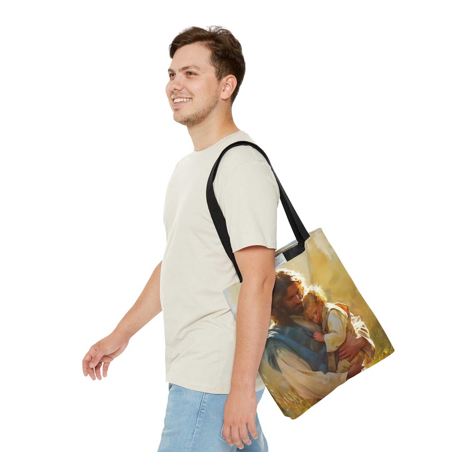 Jesus, Guardian of Innocence Tote Bag - Large Medium Small Faith Art Bag - Catholic Faith Purse - Religious Carry All