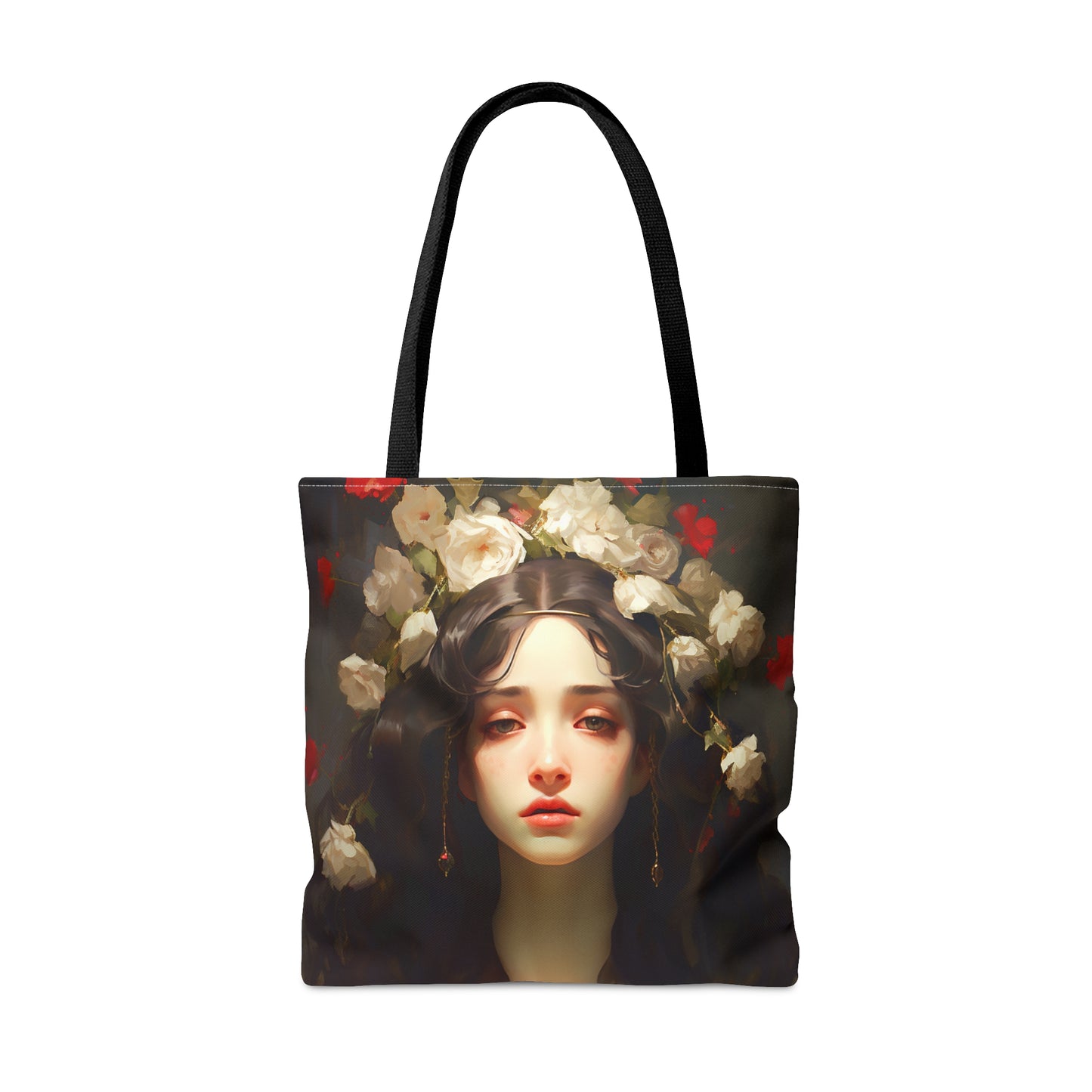 Saint FloraTote Bag - Large Medium Small Faith Art Bag - Re usable Tote Purse - Double Sided - Flowers portrait - Catholic Art Bag