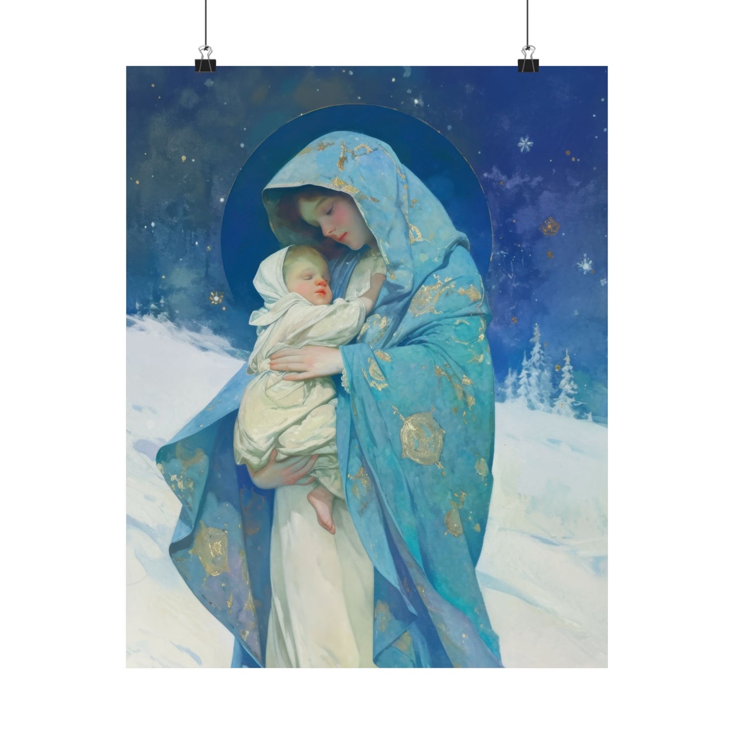 Snowfall of Grace: Our Lady's Blessing - Sanctified Souls Print - Multiple Sizes - Premium Poster - Catholic Art - Christian - Catholic Gift