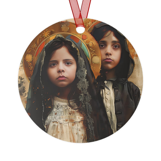 Saints Francisco and Jacinta Marto Metal Ornament - Religious Holiday Christmas Ornament - Double sided - Catholic Keepsake - Religious Gift