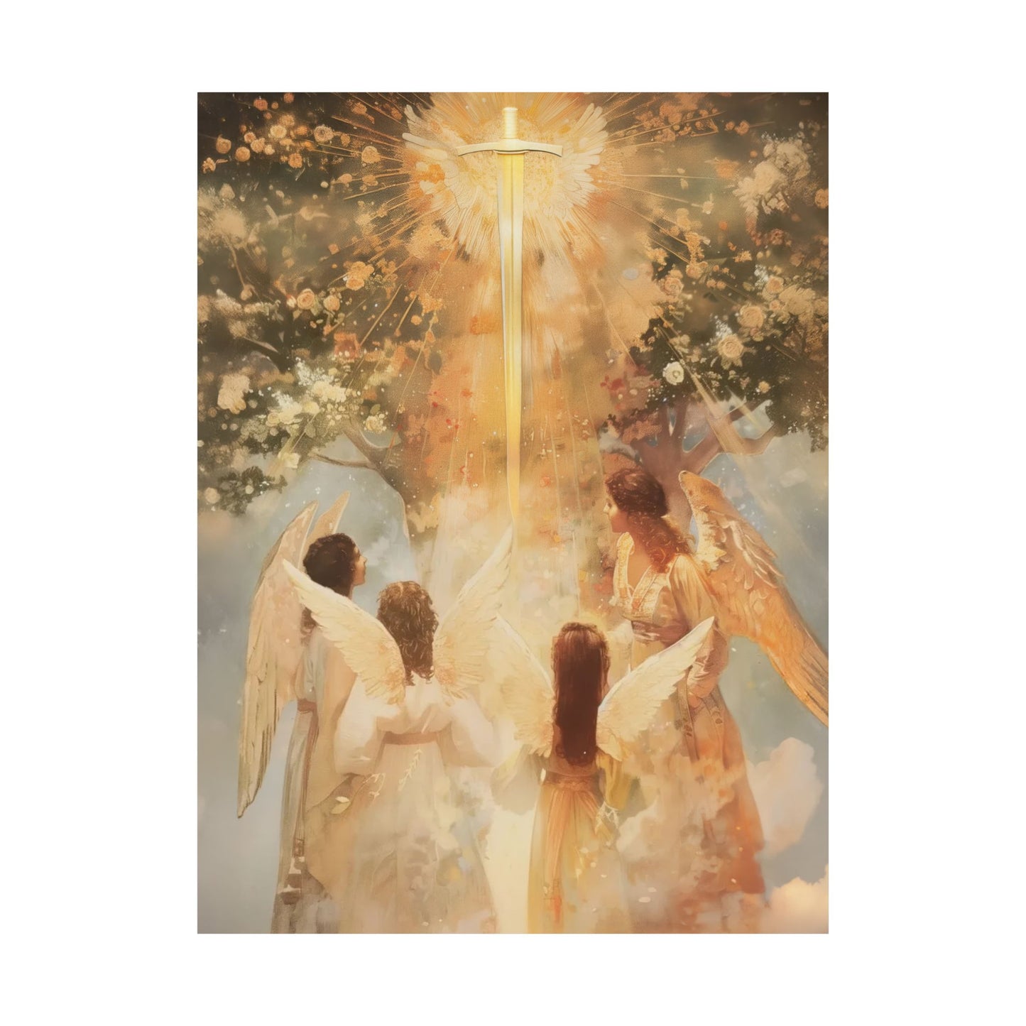 The Watchers of the First Dawn - Guardians of Eden - Sanctified Souls Print - Multiple Sizes - Premium Matte Vertical Posters
