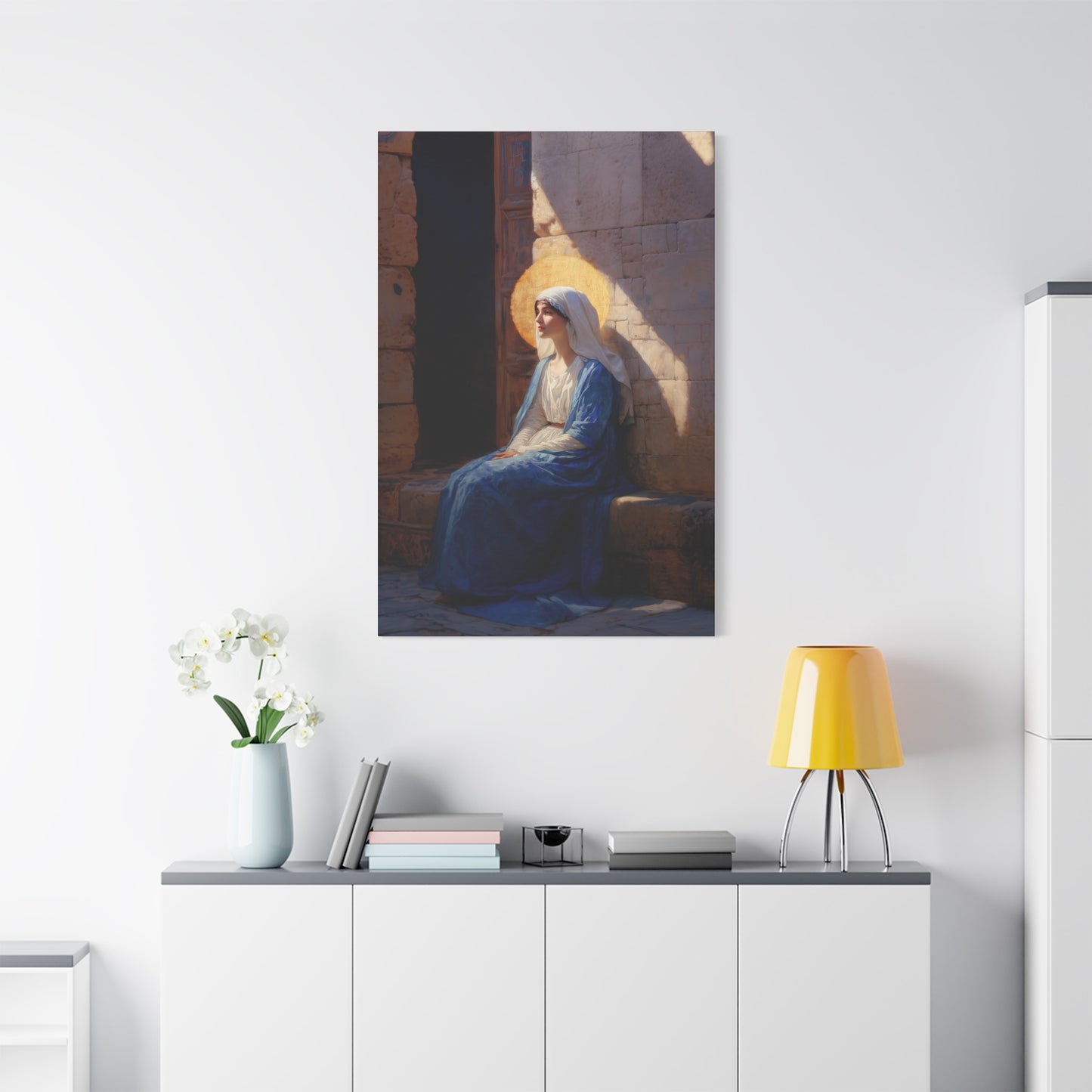 The Quiet Fiat That Split the Darkness, Mary's Yes - Gallery Wrapped Canvas - Print - Religious Art for your Home - Catholic Art