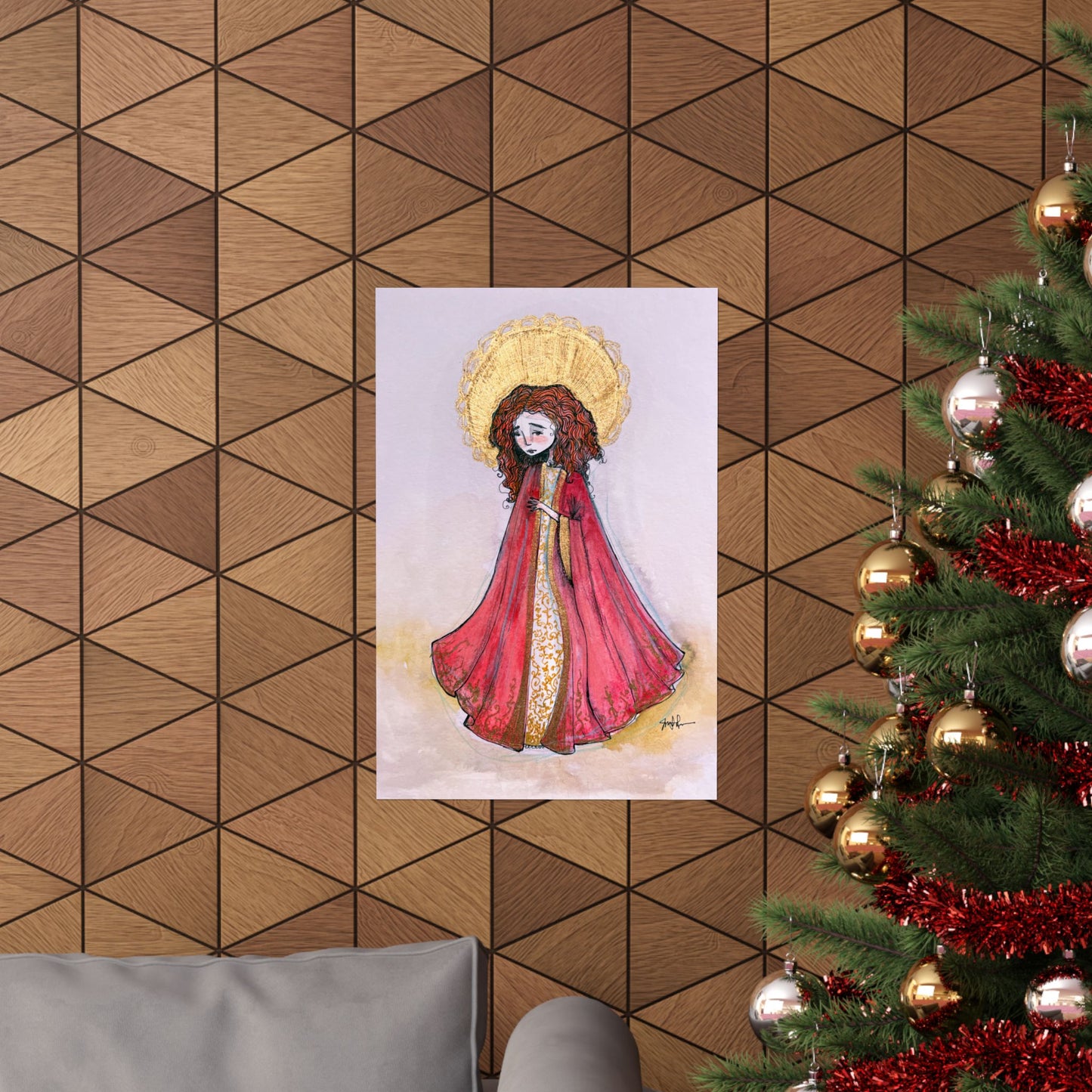 Saint Bibiana Hand-Drawn Catholic Art Print | Christian Devotional Wall Art | Sanctified Solocosmo Religious Poster