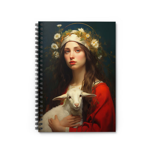 Saint Agnes Journal - Sanctified Souls Art - Religious Based Notebook - Spiral Notebook - Ruled Line