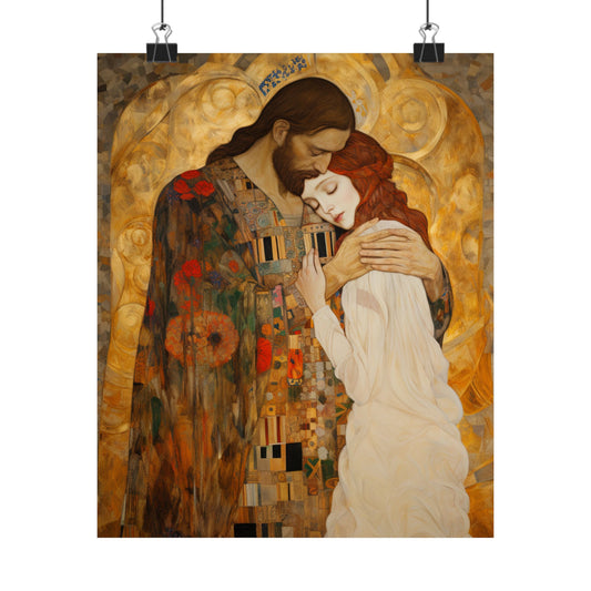 Christ Embracing Mary Magdalene Print - Sanctified Souls Print - Multiple Sizes - Premium Matte Poster
