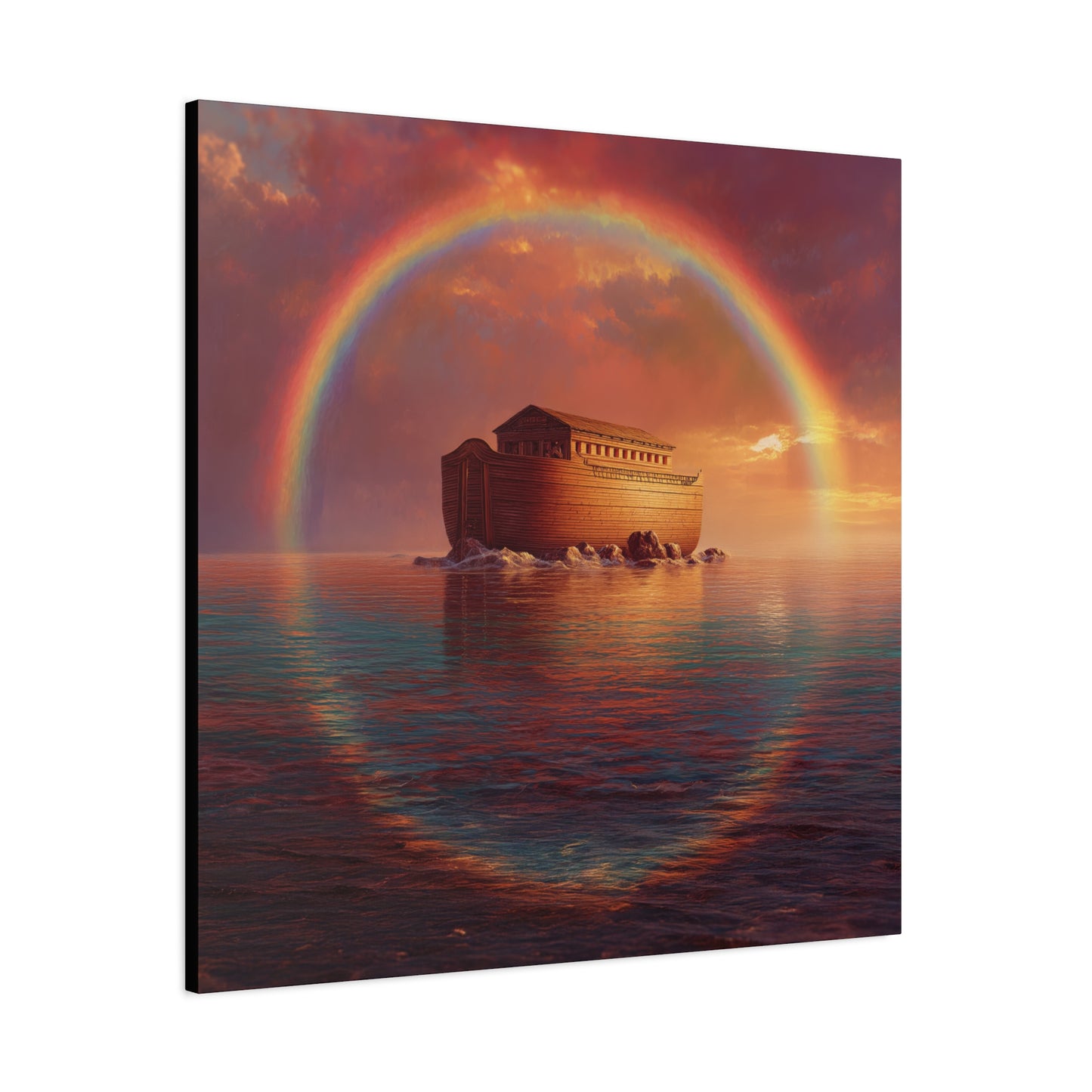 Sheltered Beneath the Covenant Sky - Noah's Ark - Gallery Wrapped Canvas - Print - Religious Art for your Home - Catholic