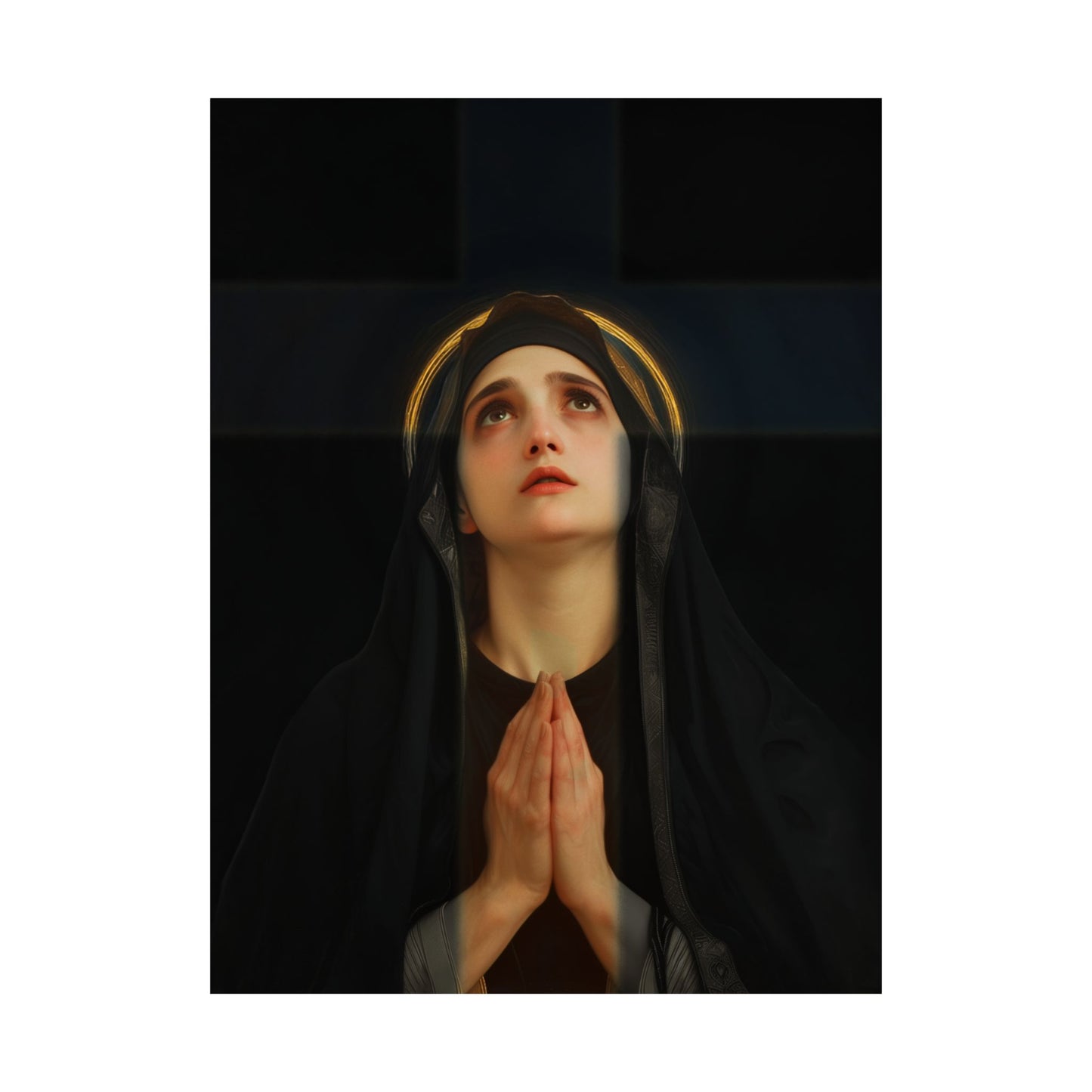 Our Lady of the Cross - Mother Mary  - Our Lady of the Crucifix - Marian Art  - Sanctified Souls Print - Multiple Sizes - Premium Posters