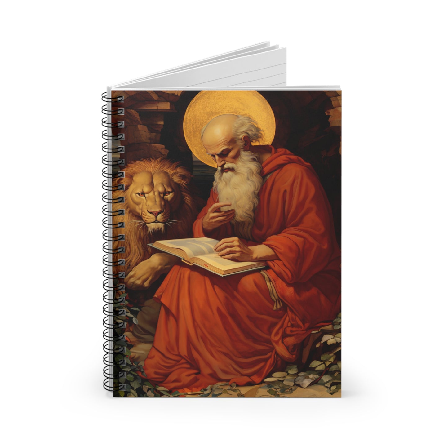 Saint Jerome - Sanctified Souls Art - Religious Based Notebook - Spiral Notebook - Ruled Line