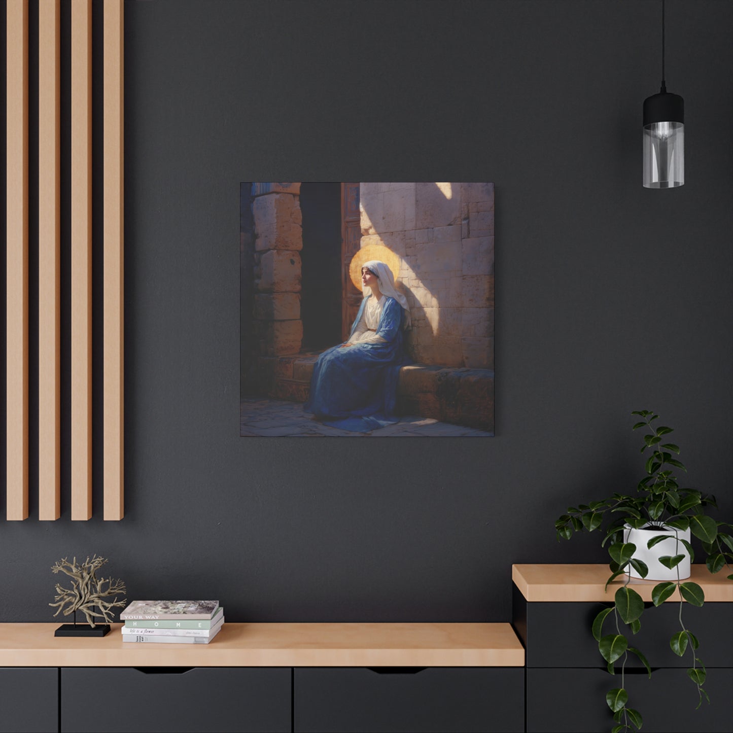 The Quiet Fiat That Split the Darkness, Mary's Yes - Gallery Wrapped Canvas - Print - Religious Art for your Home - Catholic Art