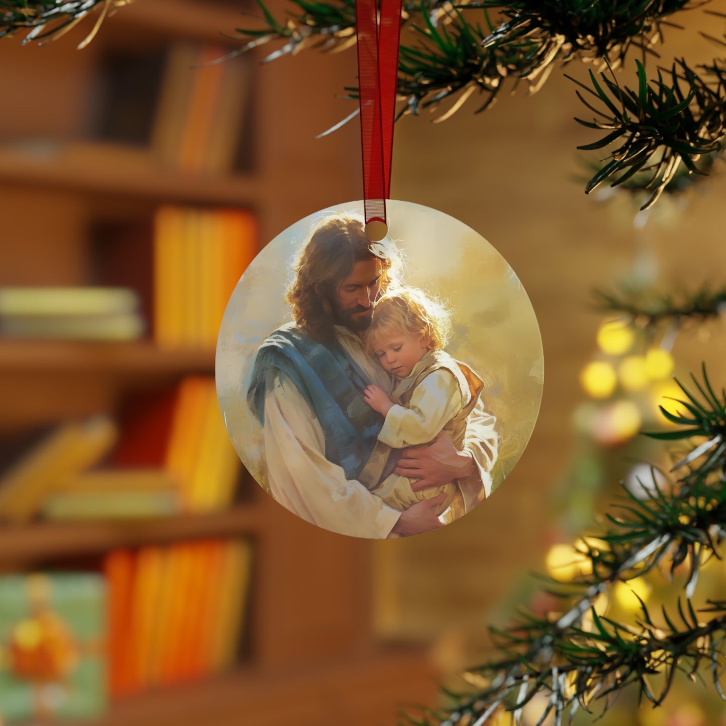 Jesus, Guardian of Innocence Metal Ornament - Religious Holiday Christmas Ornament and Keepsake - Catholic Keepsake