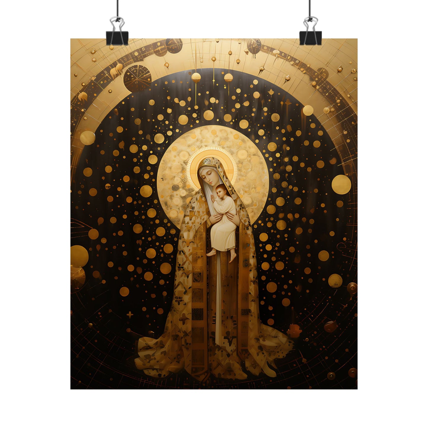 The Golden Mary - Mary The Blessed Virgin - Sanctified Souls Print - Multiple Sizes - Premium Matte Vertical Posters
