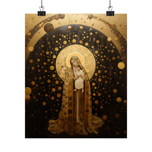 The Golden Mary - Mary The Blessed Virgin - Sanctified Souls Print - Multiple Sizes - Premium Matte Vertical Posters