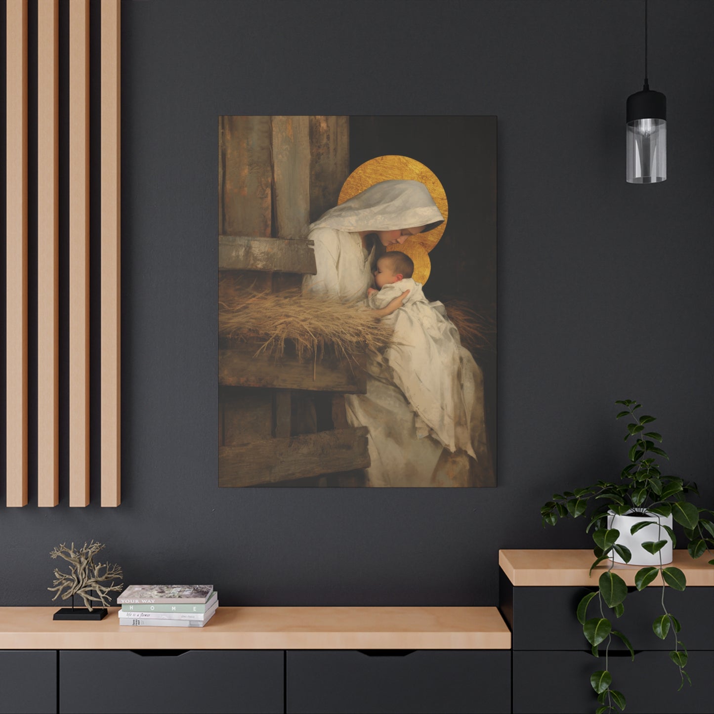 Our Lady of the Manger - Mother Mary and the Christ Child - Gallery Wrapped Canvas - Print - Religious Art for your Home - Catholic