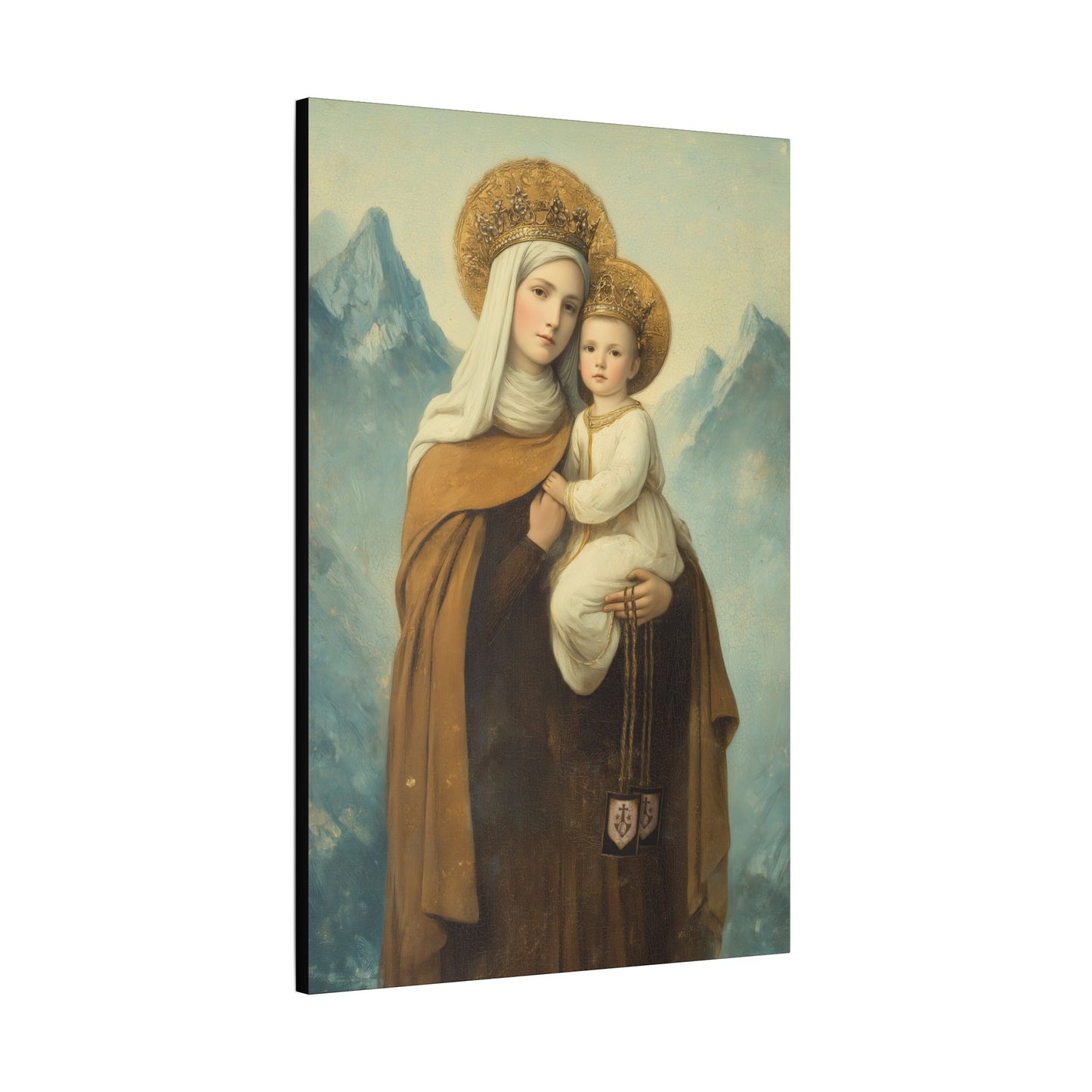 The Gift of the Scapular - Our Lady of Mount Carmel Wrapped Canvas Print - Multiple Sizes - Catholic Home art Matte Canvas, Stretched