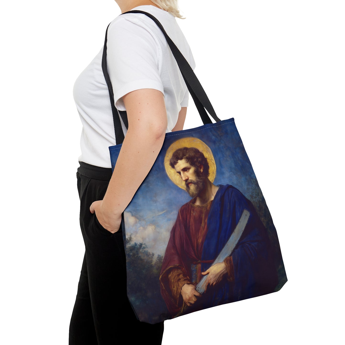 Saint Simon the Apostle / Simon the Zealot Tote Bag - Large Medium Small Faith Art Bag - Catholic Faith Purse - Double Sided