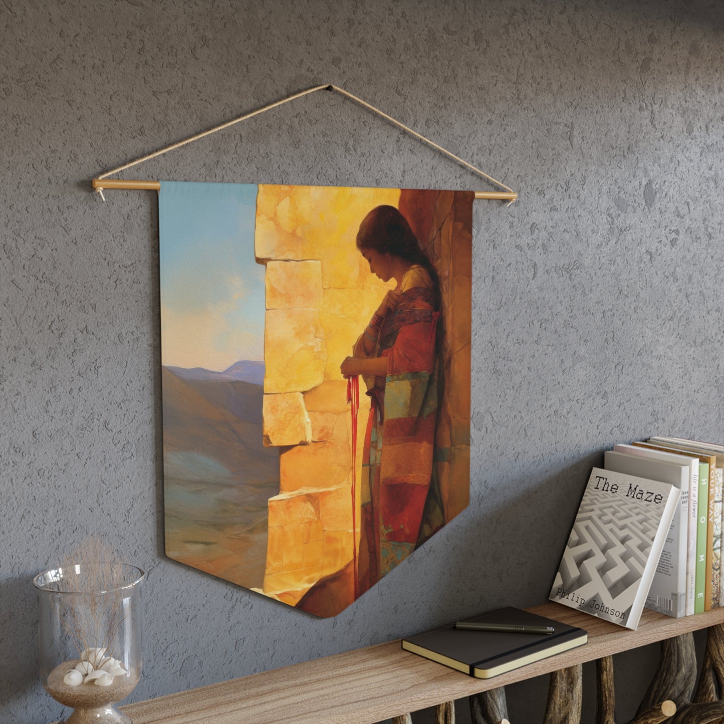 A Thread Through the Line of Christ - Rahab - Pennant / Banner / Wall Hanging - Prayer room art - Catholic Home - 18" x 21"