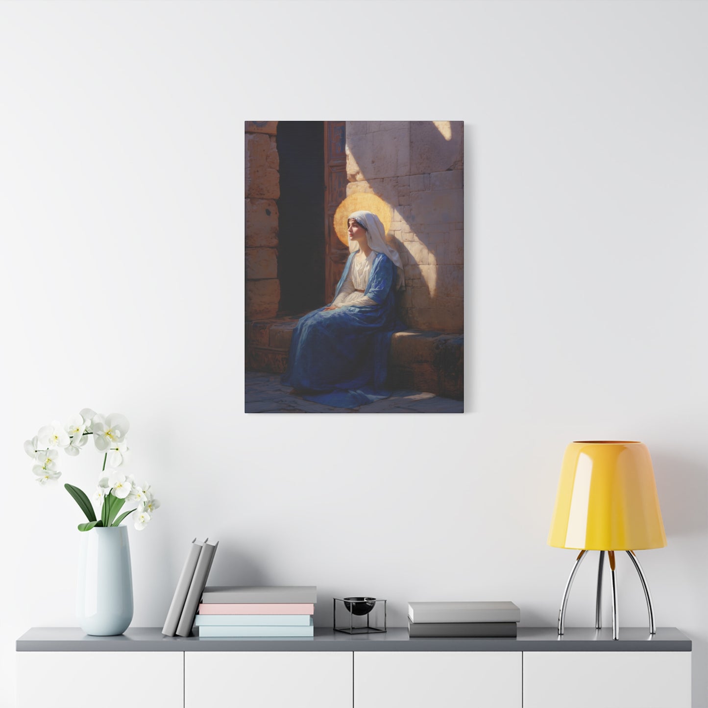 The Quiet Fiat That Split the Darkness, Mary's Yes - Gallery Wrapped Canvas - Print - Religious Art for your Home - Catholic Art