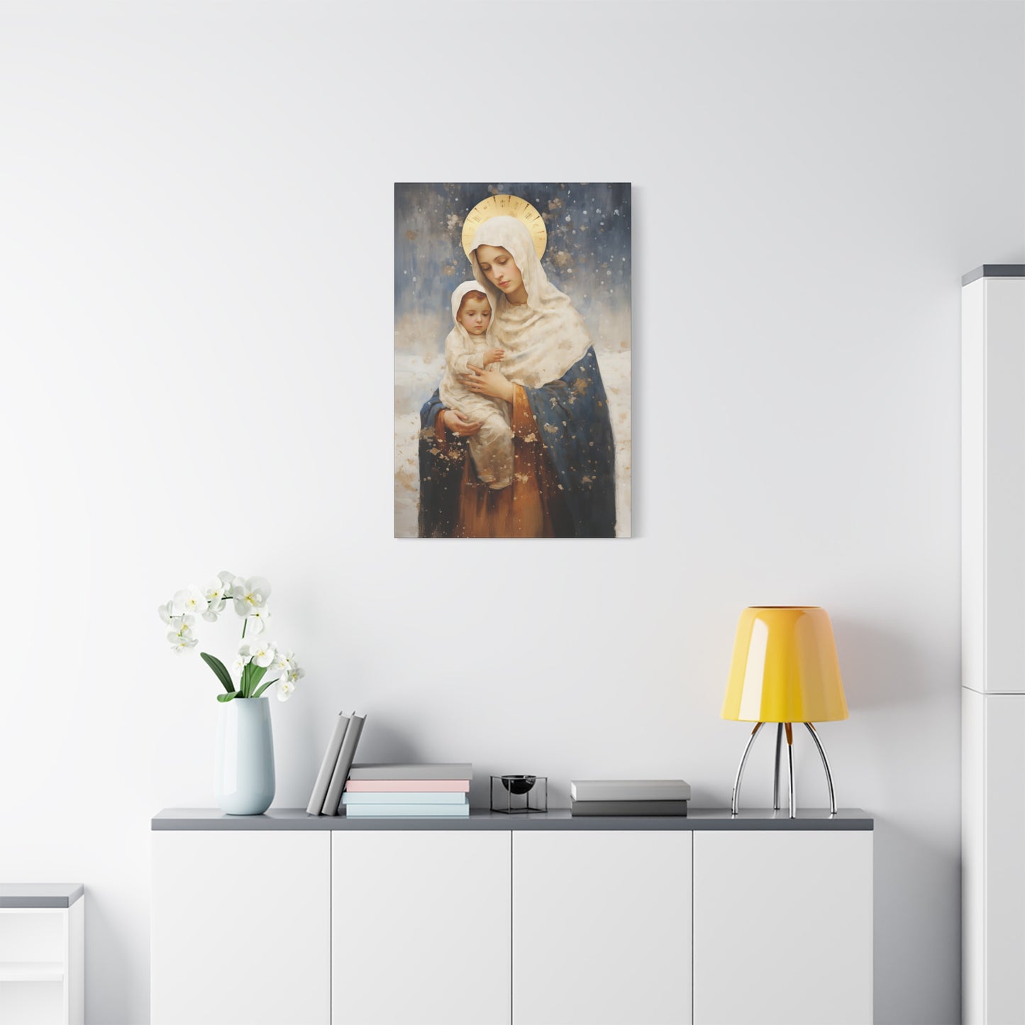 Winter's Grace : Our Lady of the Snows Canvas Print - Multiple Sizes - Catholic Home art - Gallery Wrapped Canvas - Sanctified Souls Print