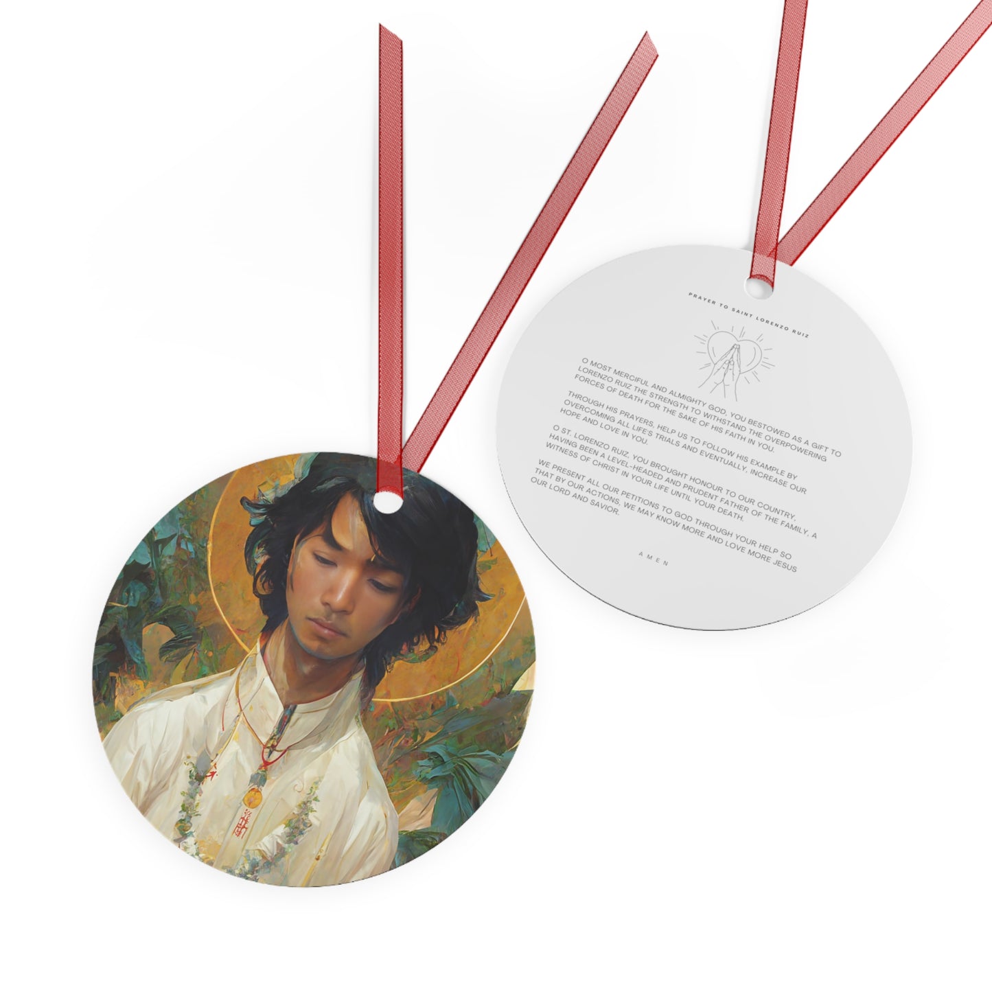 Saint Lorenzo Ruiz Ornament - Religious Holiday Christmas Ornament and Keepsake - Double sided Keepsake Religious Ornament