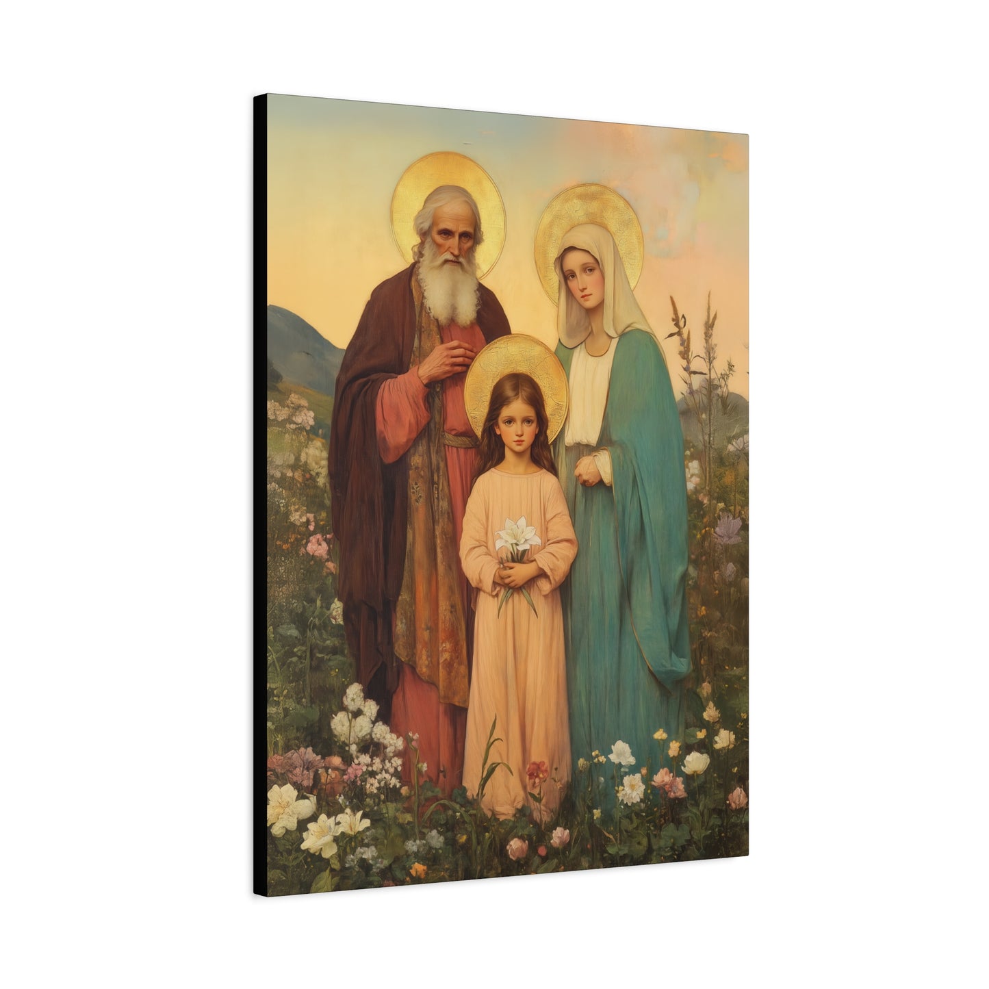 Saints Joachim and Anne with Young Mary - Gallery Wrapped Canvas - Print - Religious Art for your Home - Catholic Art