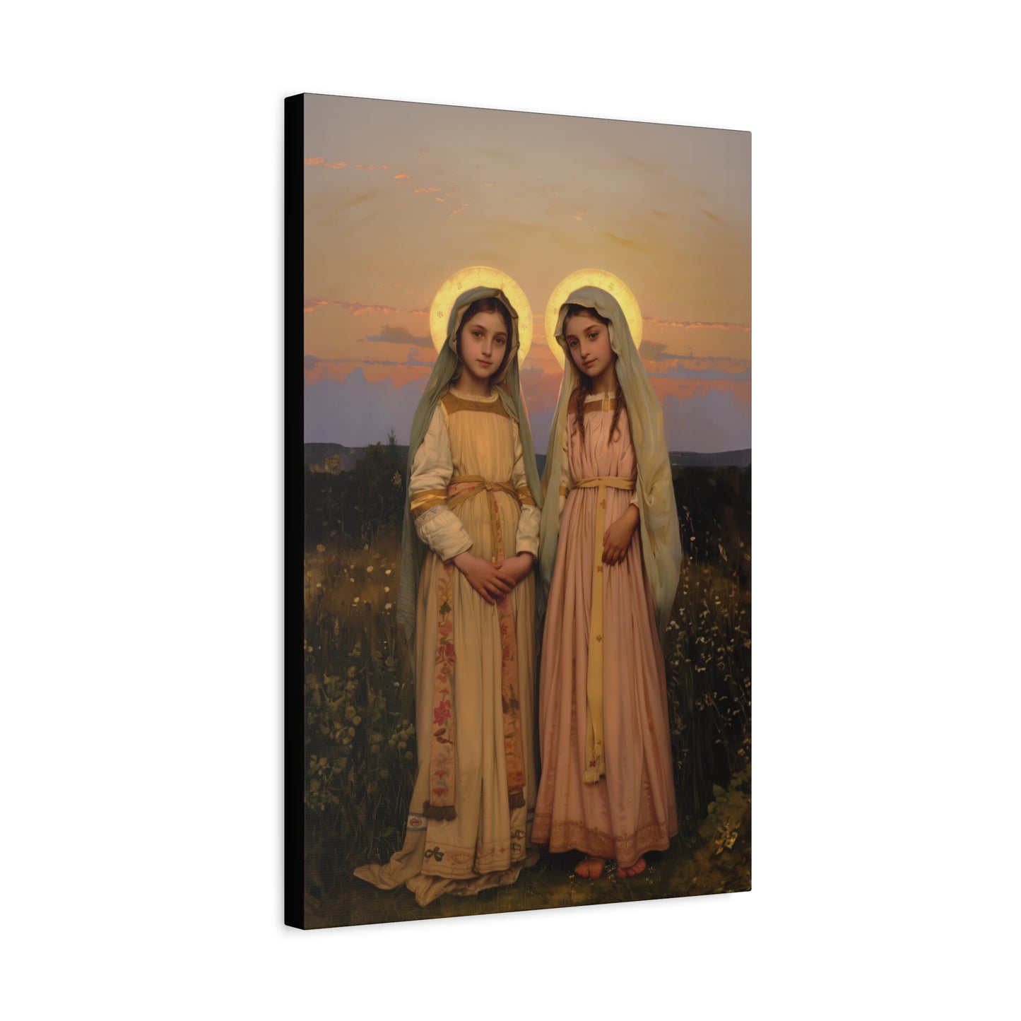 Saints Nunilo and Alodia - Museum Wrapped Canvas - Print - Religious Art for your Home - Christian print - Prayer Room Catholic Saint