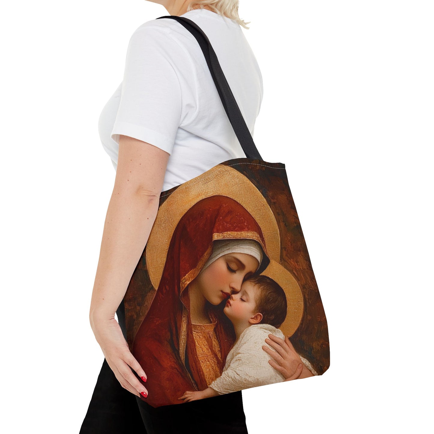 Our Lady of Tenderness - Mother Mary and the Christ Child - Marian Art - Tote Bag - Large Medium Small Faith Art Bag - Tote Purse