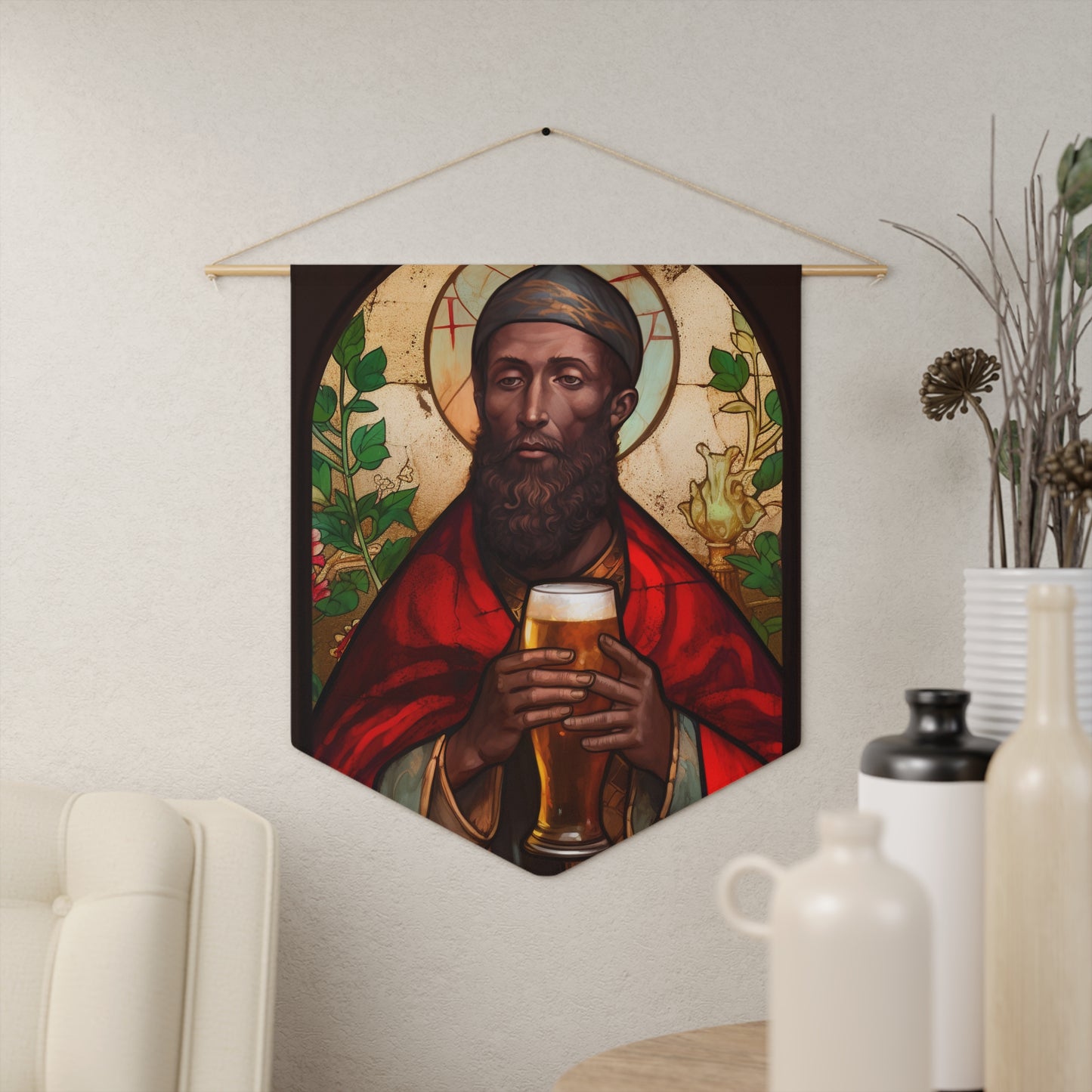 Saint Augustine of Hippo Wall Banner / Wall Hanging - Our Lady of Guadalupe - Catholic Home Art - Saint Art for your home - 18" x 21"