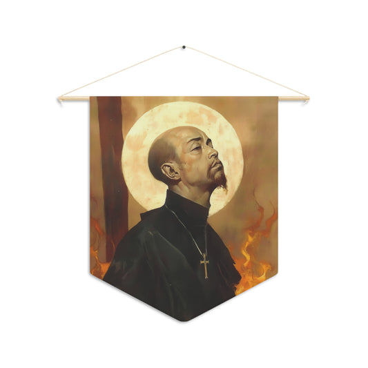 Blessed Thomas Tsughi Pennant / Banner / Wall Hanging - Prayer room art - 18" x 21" - Catholic prayer Religious - Large Banner