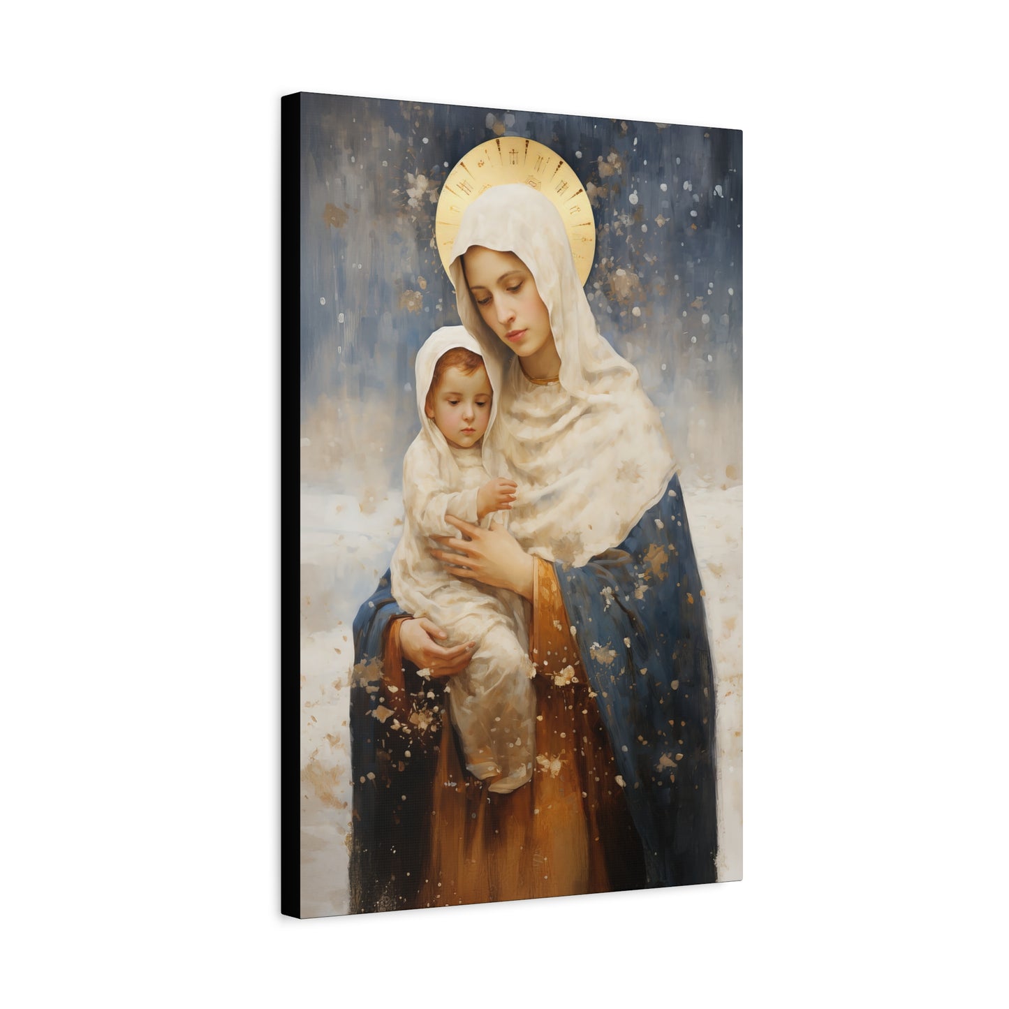 Winter's Grace : Our Lady of the Snows Canvas Print - Multiple Sizes - Catholic Home art - Gallery Wrapped Canvas - Sanctified Souls Print