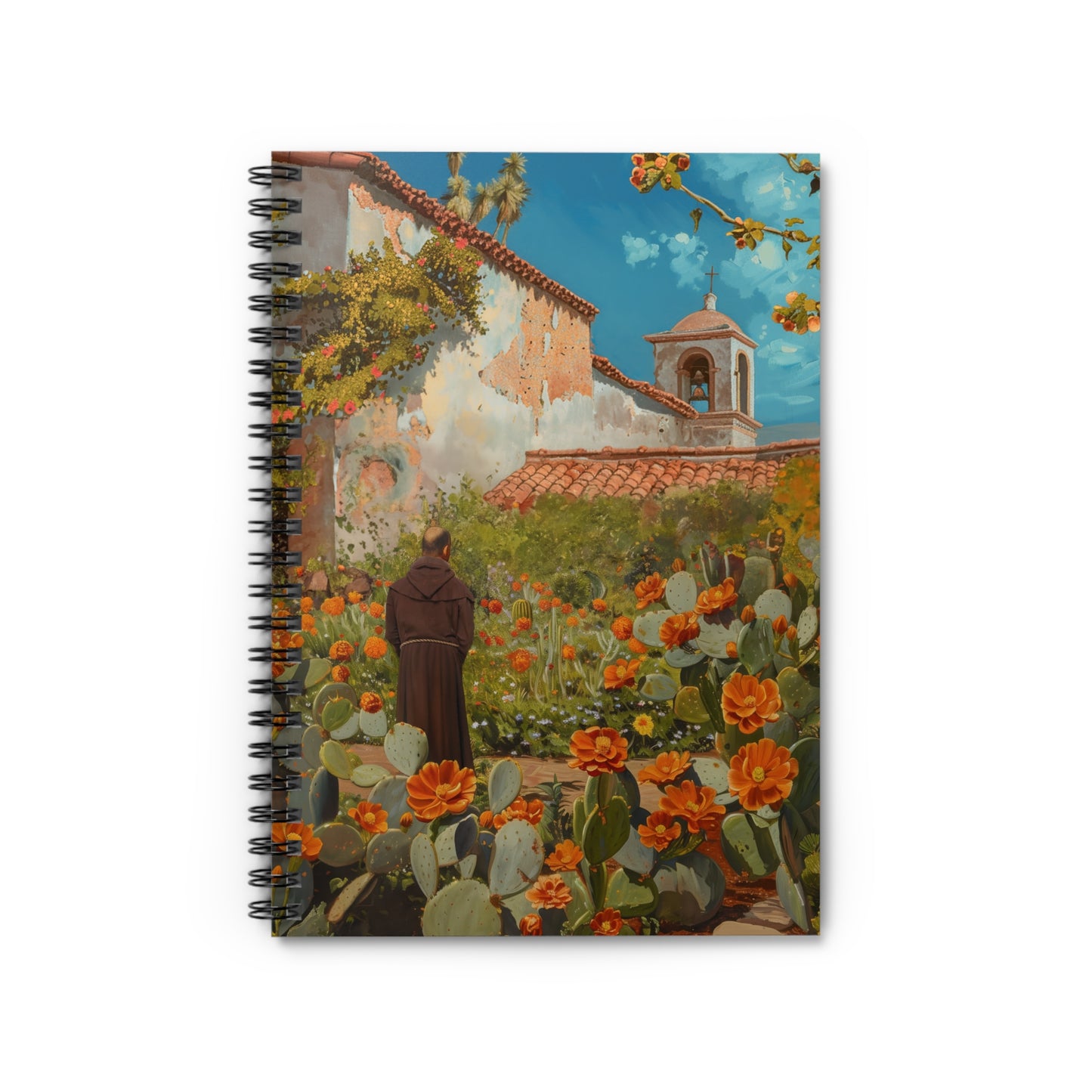 Saint Junípero Serra - Sanctified Souls Art - Religious Based Notebook - Spiral Notebook - Ruled Line - California Santa Barbara Mission