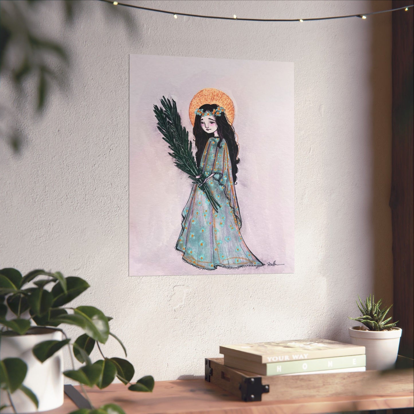 Saint Faith Matte Poster - Hand-Drawn Art - Catholic Print | Faith Hope and Charity Devotional Wall Art | Christian Religious Poster