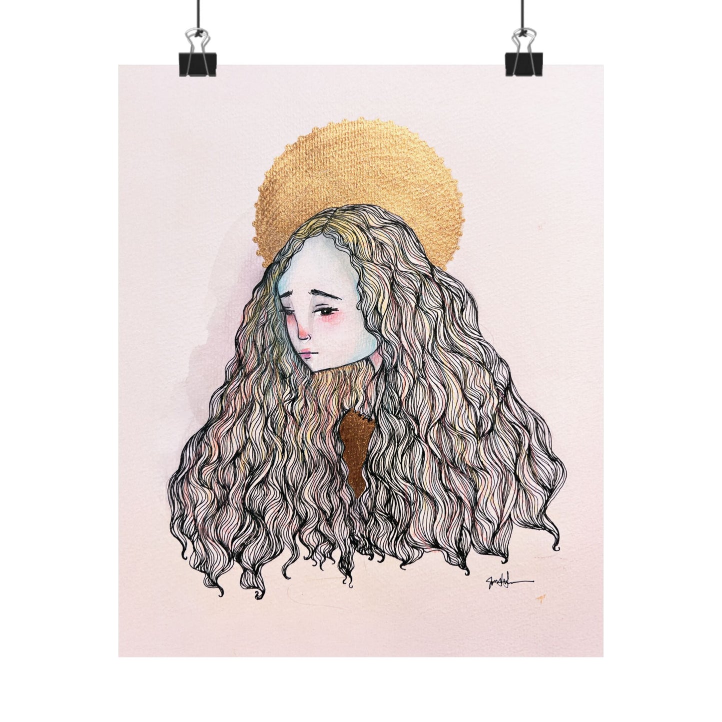 Saint Philomena Poster Print - Hand-Drawn Catholic Art Print | Christian Devotional Wall Art | Sanctified Solocosmo Religious Poster