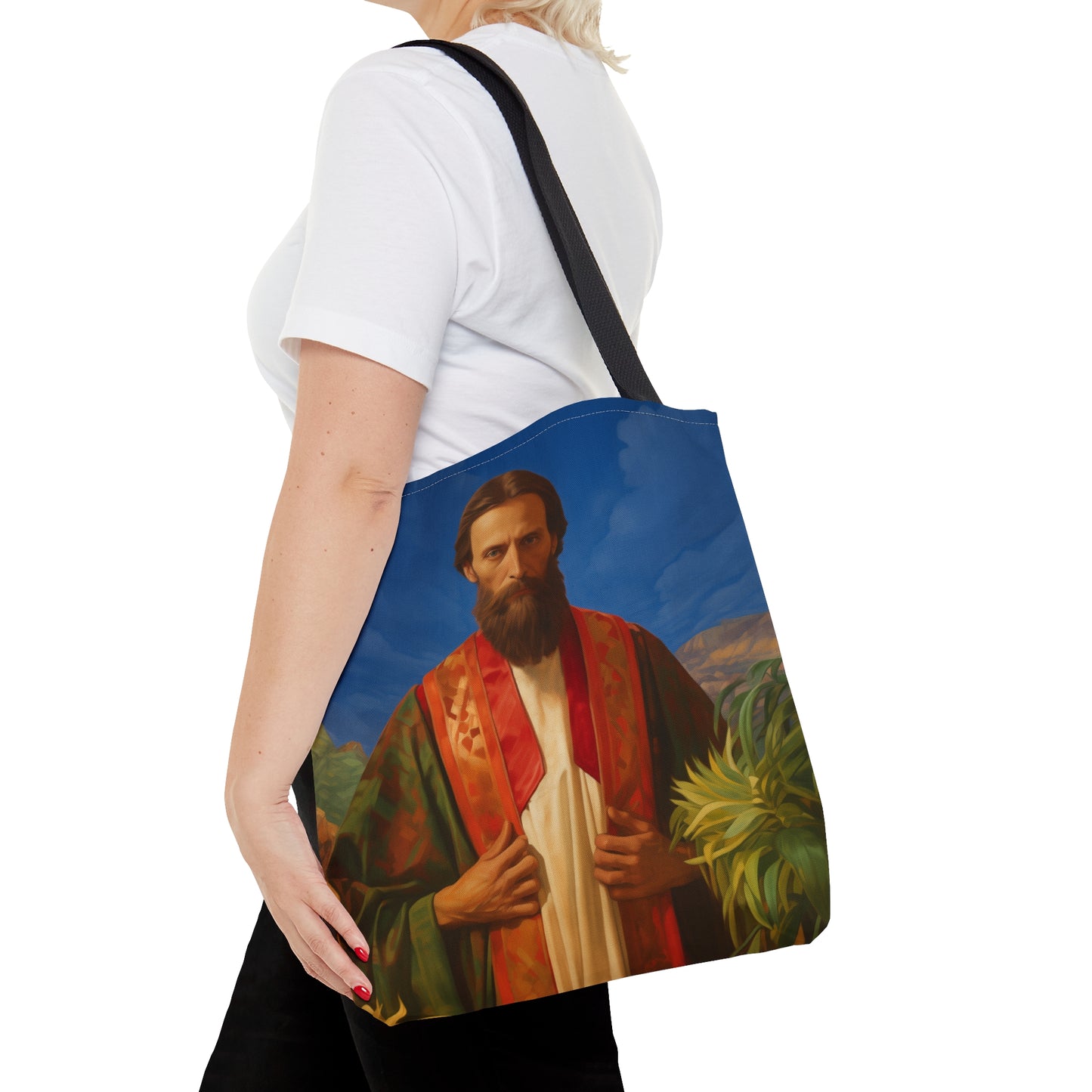 Saint John the Baptist Tote Bag - Large Medium Small Faith Art Bag - Re usable Tote Purse - Double Sided - Catholic Art Bag
