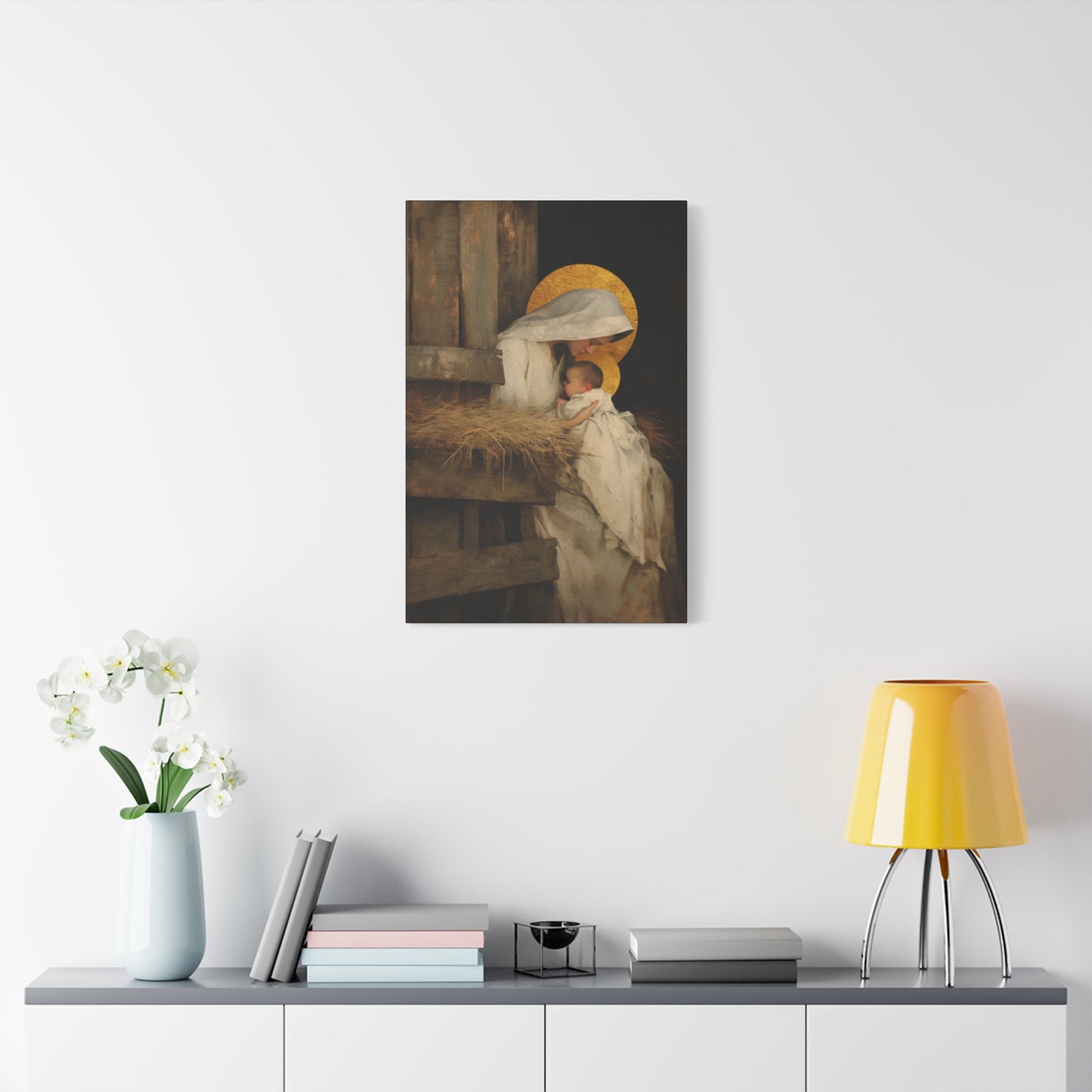 Our Lady of the Manger - Mother Mary and the Christ Child - Gallery Wrapped Canvas - Print - Religious Art for your Home - Catholic