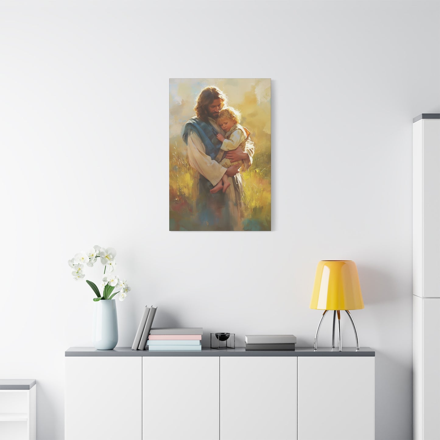 Jesus, Guardian of Innocence - Christ and Child - Museum Wrapped Canvas - Print - Religious Art for your Home - Christian art print