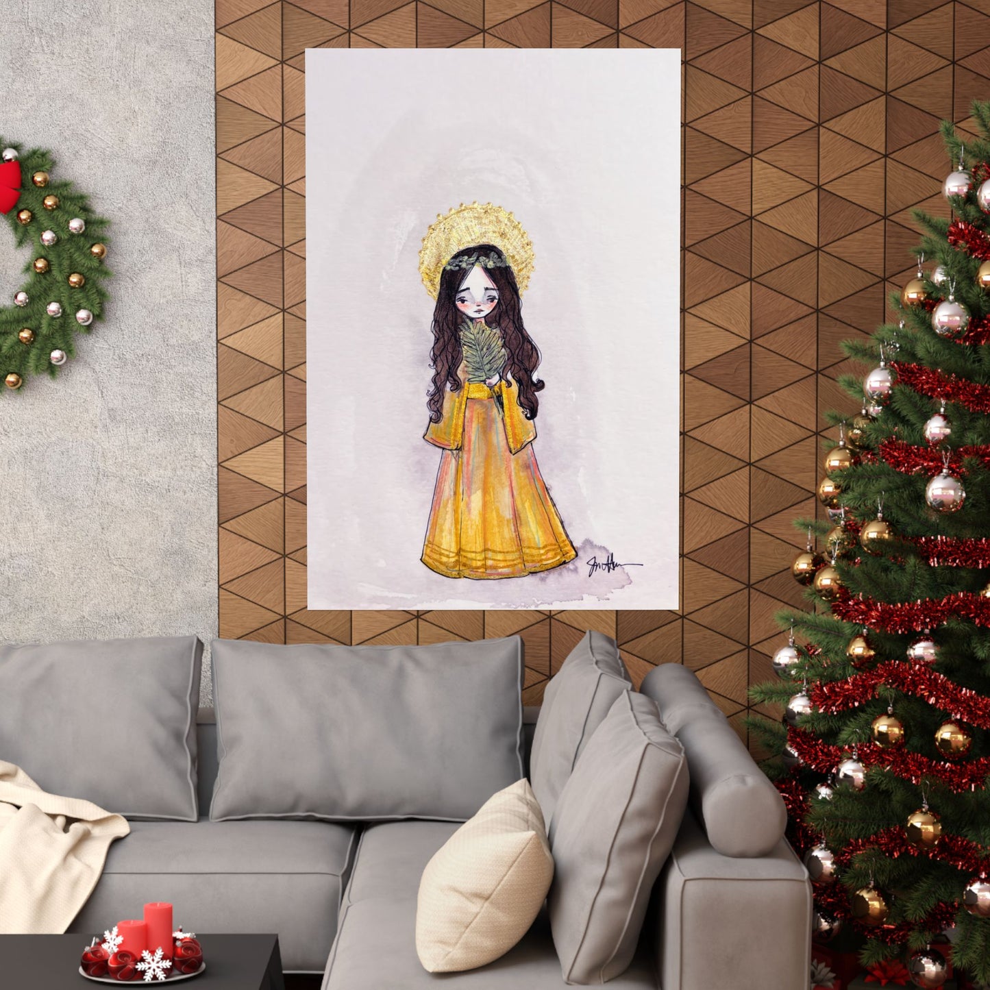 Saint Charity Poster - Hand-Drawn Art | Catholic Art Print | Faith Hope and Charity Youngest Sister | Devotional Wall Art