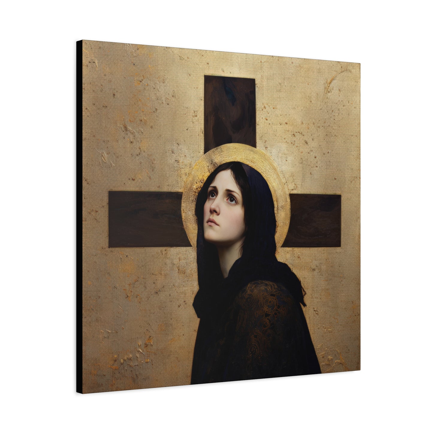 Our Lady of the Cross - Mother Mary  - Our Lady of the Crucifix - Marian Art - Gallery Wrapped Canvas - Print - Catholic Art Print