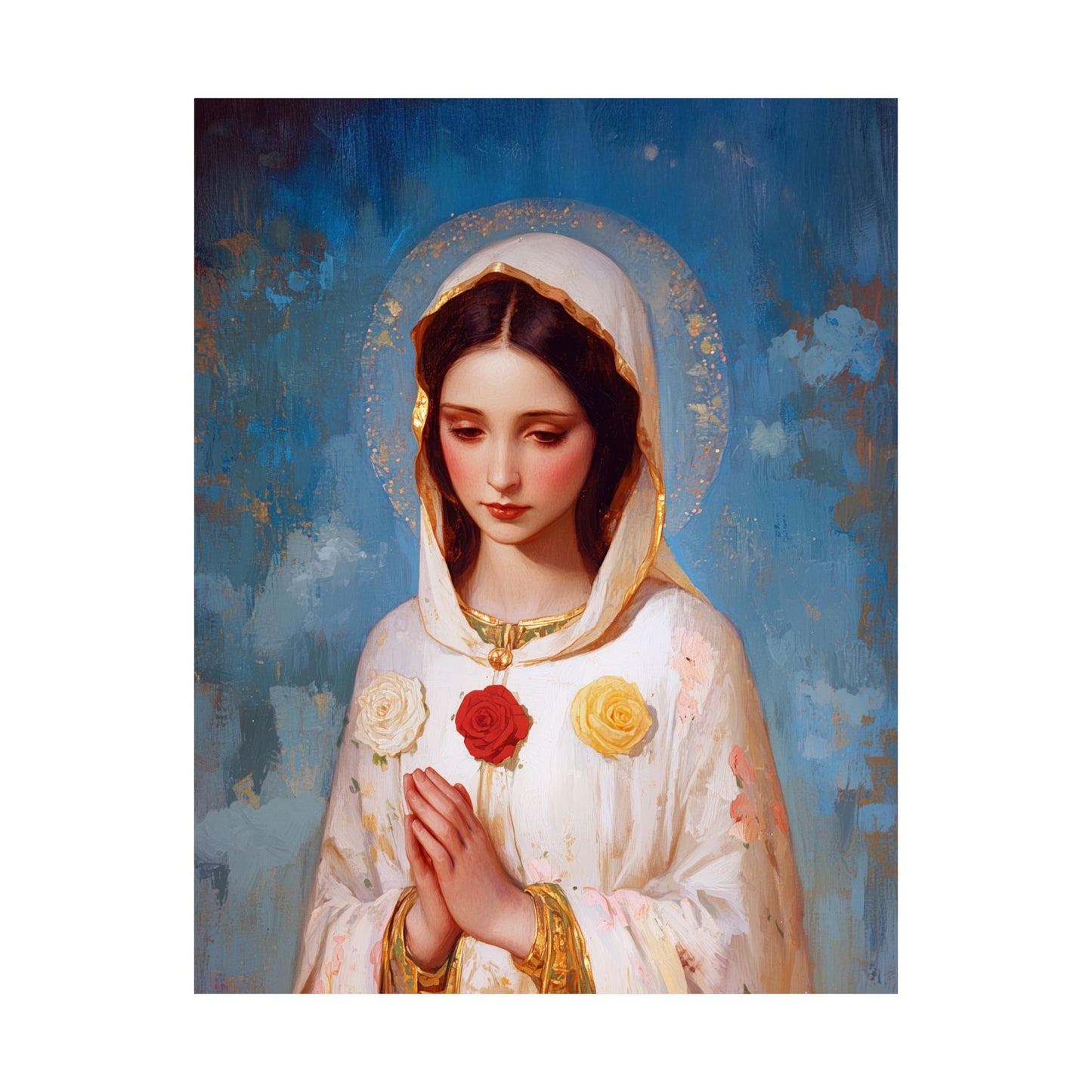Rosa Mystica - Mystical Rose - Mother Mary - Marian Art - Sanctified Souls Print - Multiple Sizes - Premium Vertical Posters