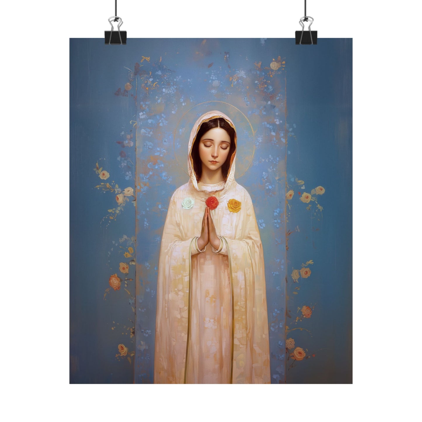Rosa Mystica - Mystical Rose - Mother Mary - Marian Art - Sanctified Souls Print - Multiple Sizes - Premium Vertical Posters