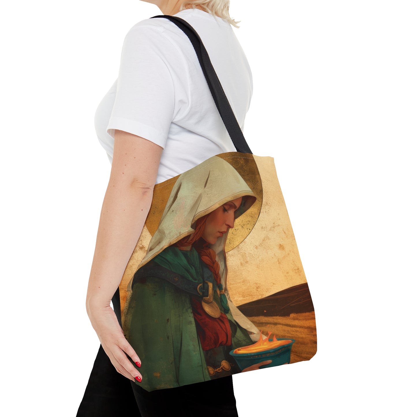 Saint Brigid of Ireland / Kildare Tote Bag - Large Medium Small Faith Art Bag - Catholic Faith Purse - Religious - Prayer Bag - Devotional