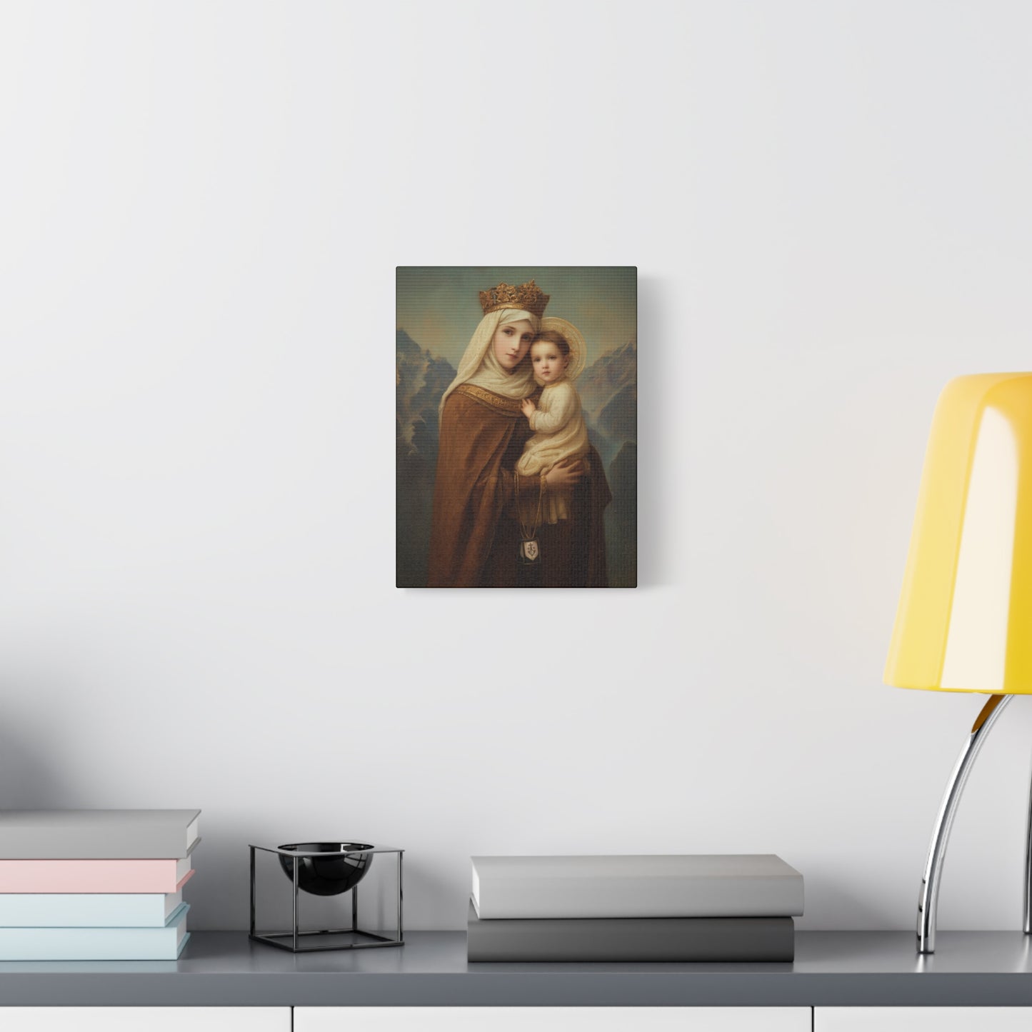 A Cord Between Heaven and Earth - Our Lady of Mount Carmel Wrapped Canvas Print - Multiple Sizes - Catholic Home art Matte Canvas, Stretched