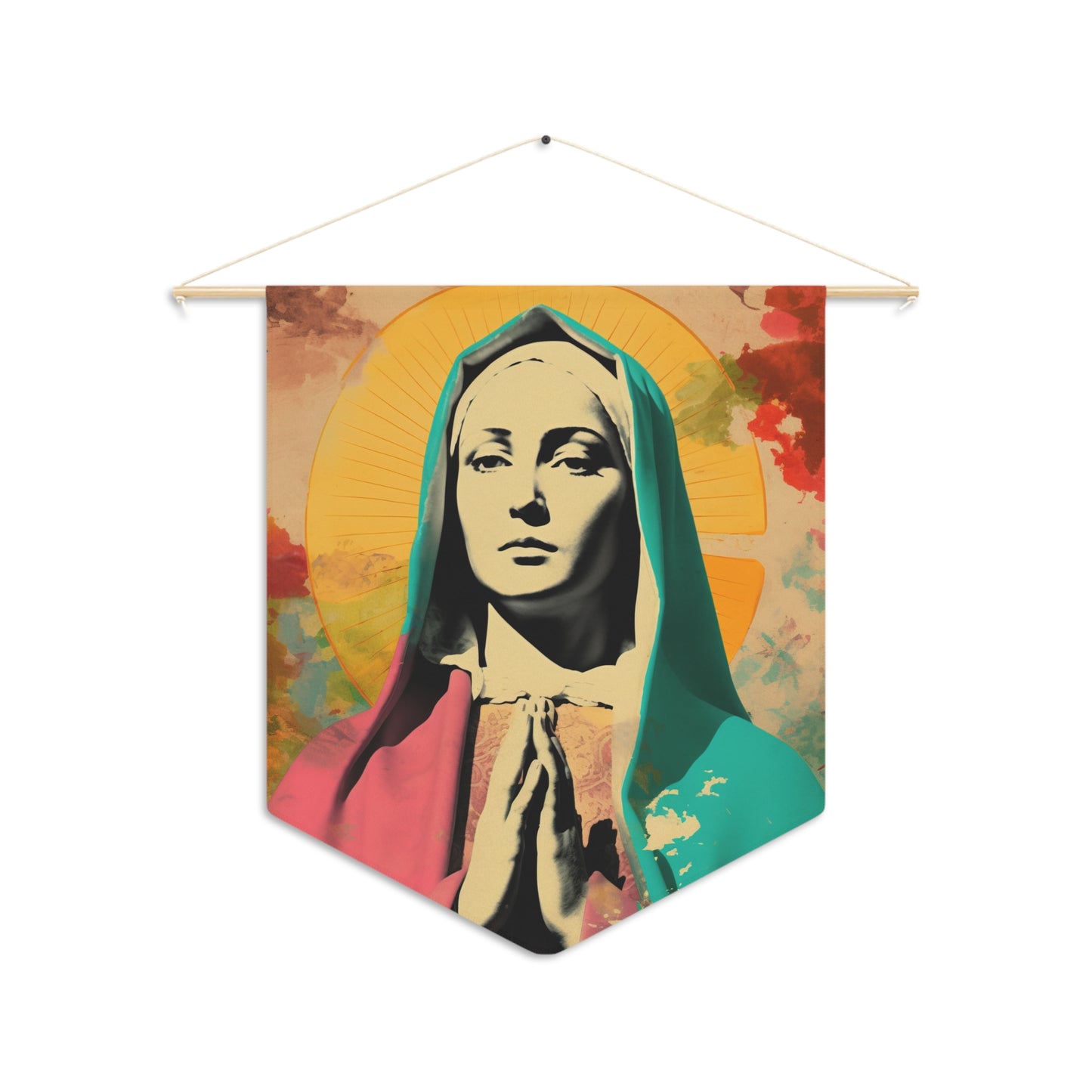 Mary the Blessed Virgin Wall Banner / Wall Hanging - Unique Religious Art for your home - Prayer room - Catholic Home Art - 18" x 21"