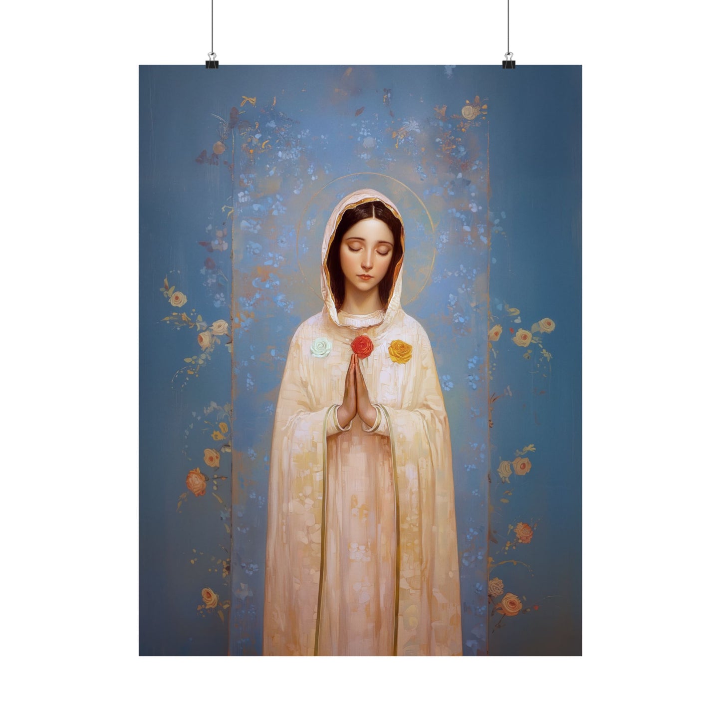 Rosa Mystica - Mystical Rose - Mother Mary - Marian Art - Sanctified Souls Print - Multiple Sizes - Premium Vertical Posters