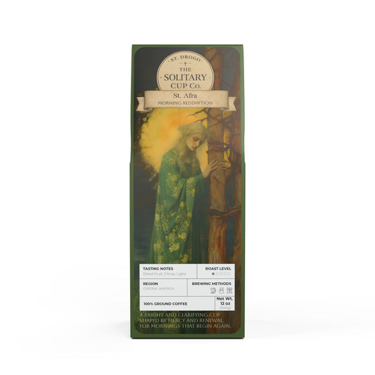 St. Afra - Morning Redemption (Light Roast) - St. Drogo - The Solitary Cup Co. - Artisan Catholic Saint Inspired Coffee - 12 oz.