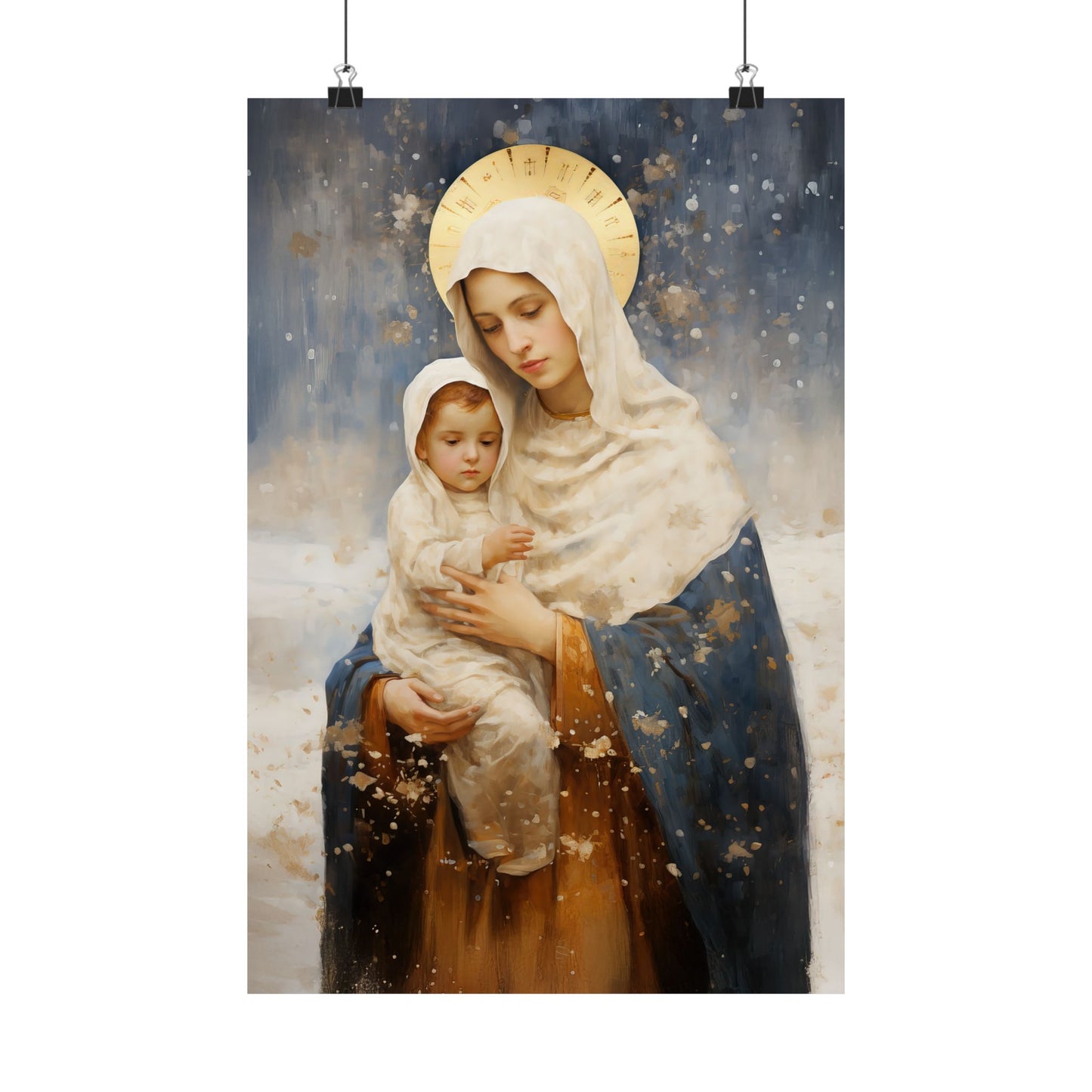 Winter's Grace : Our Lady of the Snows Print - Sanctified Souls Print - Multiple Sizes - Premium Matte Vertical Posters