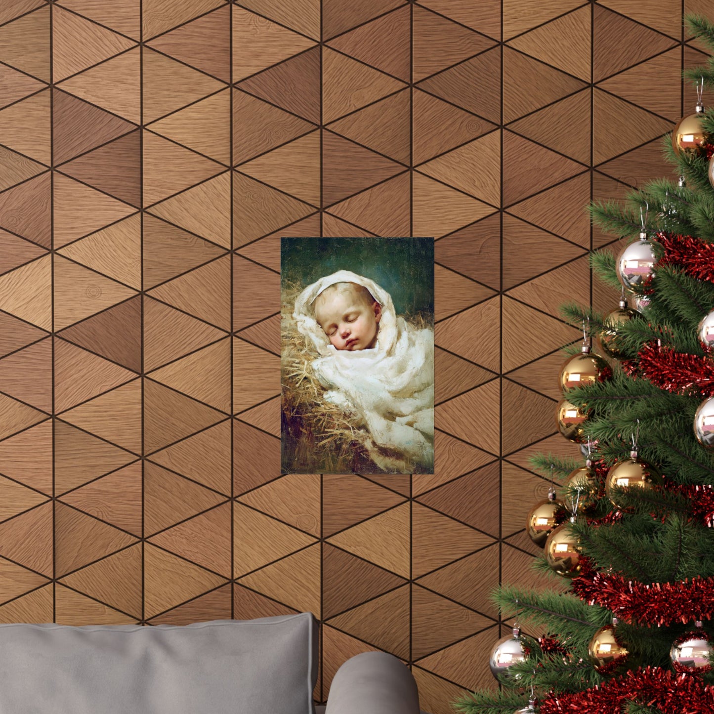 The Christ Child Resting in the Silence of the Manger - Sanctified Souls Print - Multiple Sizes - Premium Matte Vertical Posters